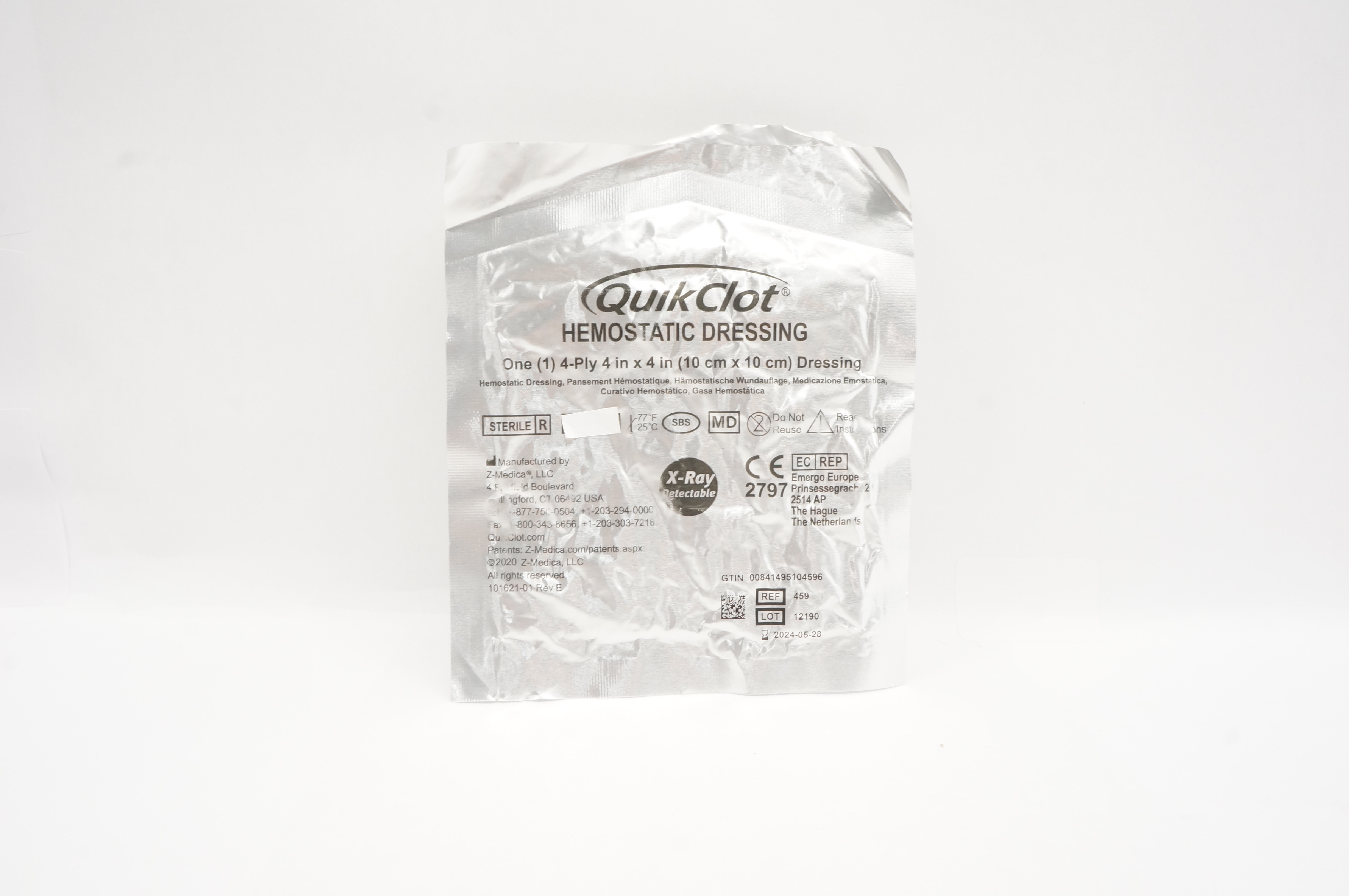 Z-Medica 459 QuikClot Hemostatic Dressing 4-Ply 4 x 4inch