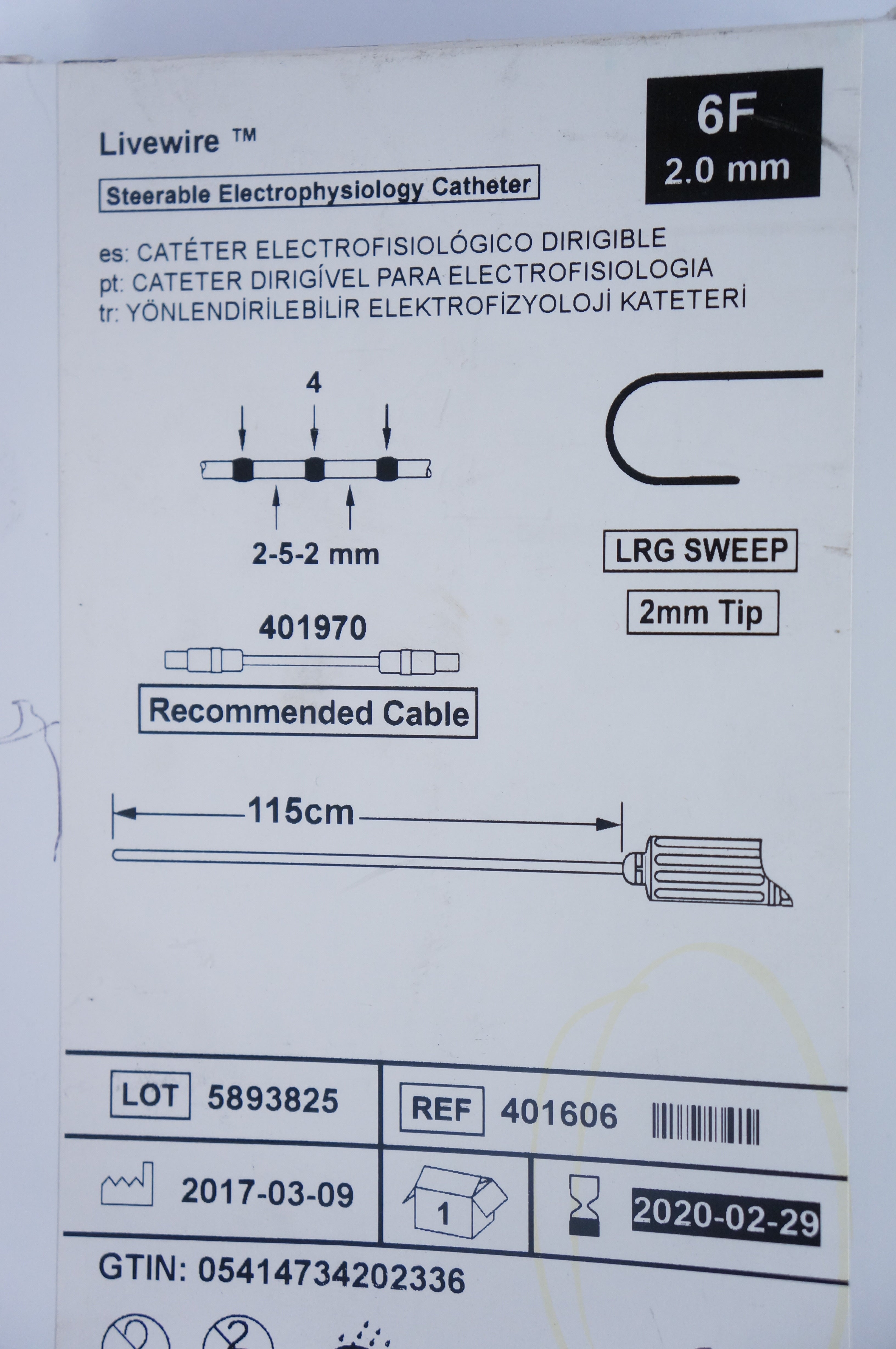 St.Jude Medical 401606 Livewire Steerable Electrophysiology Cath. 6F x
