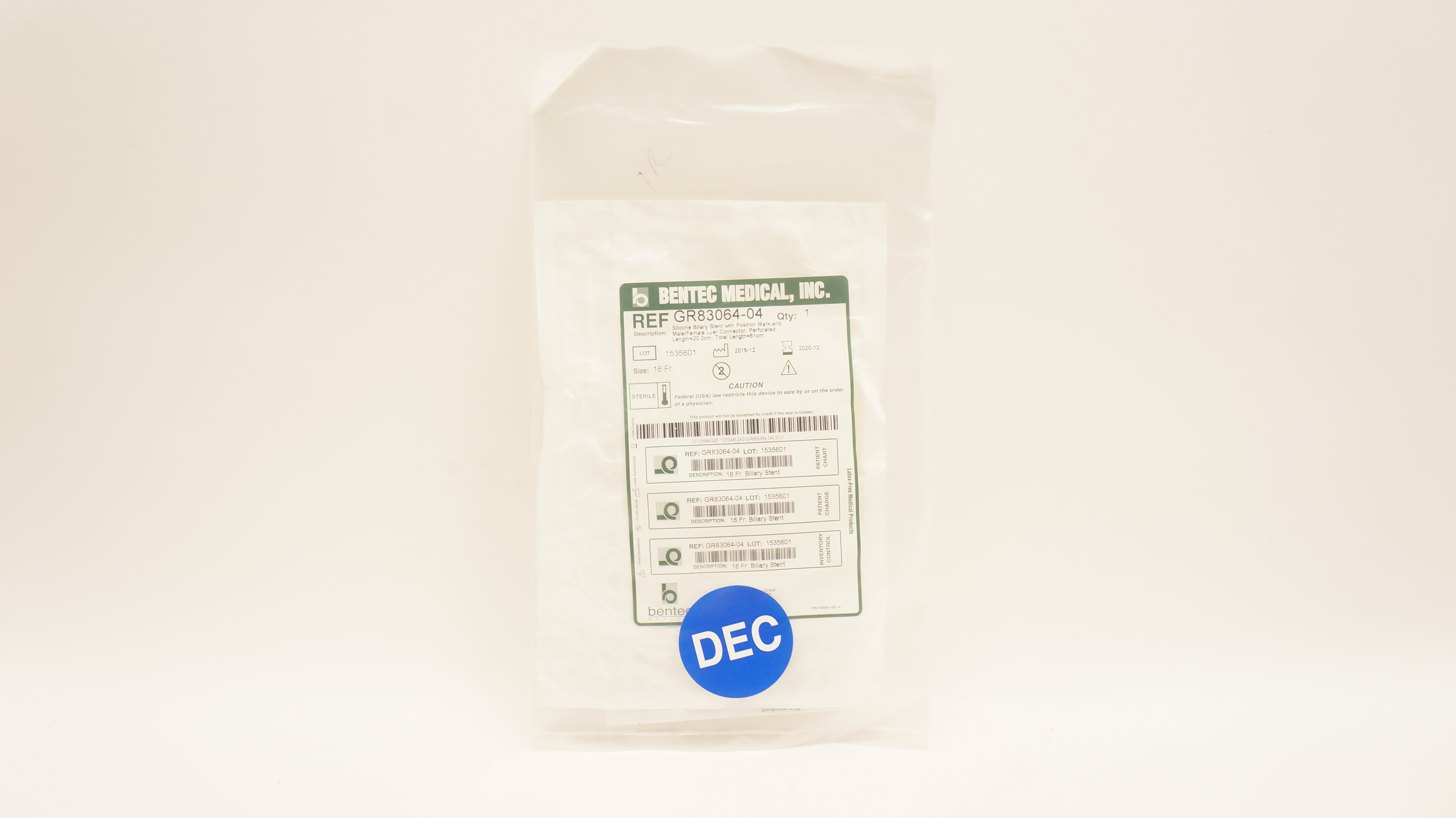 Bentec Medical GR83064-04 Silicone Biliary Stnt 16Fr (x)