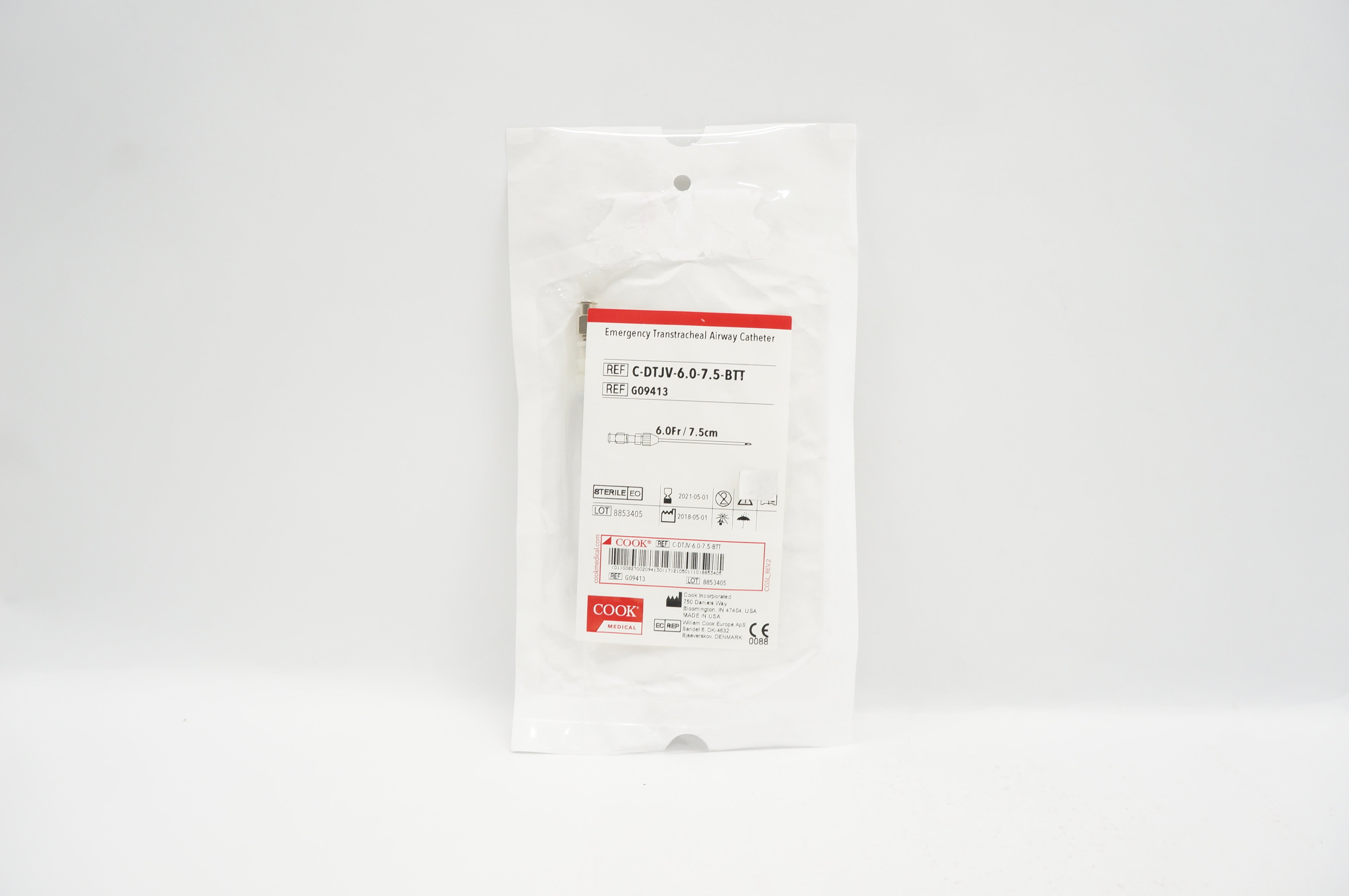 Cook Medical G09413 Emergency Transtracheal Airway Catheter 6.0Fr/7.5cm (x)