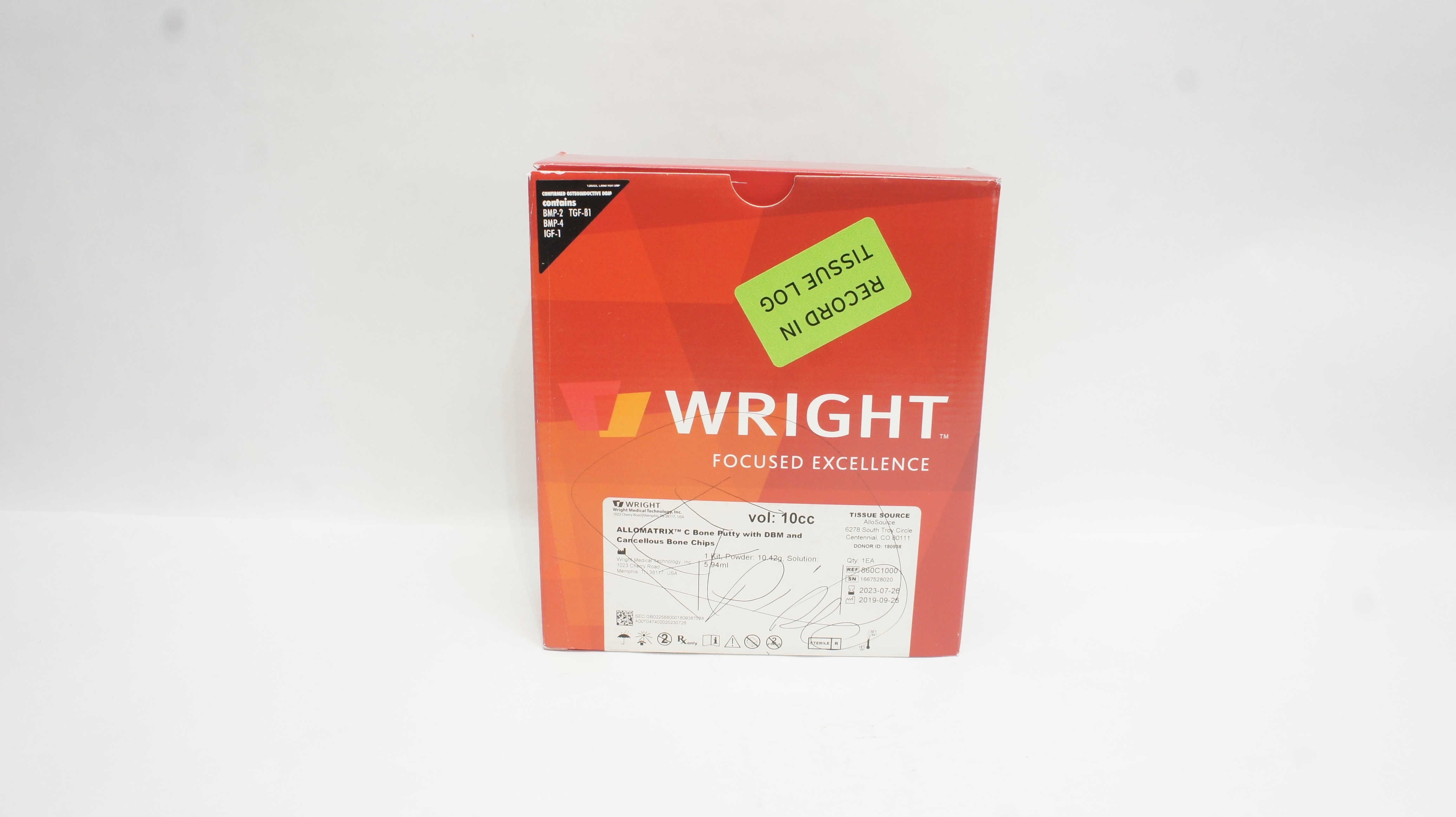 Wright 860C1000 Allomatrix C Bone Putty W/DBM & Cancellous Bone Chips (x)