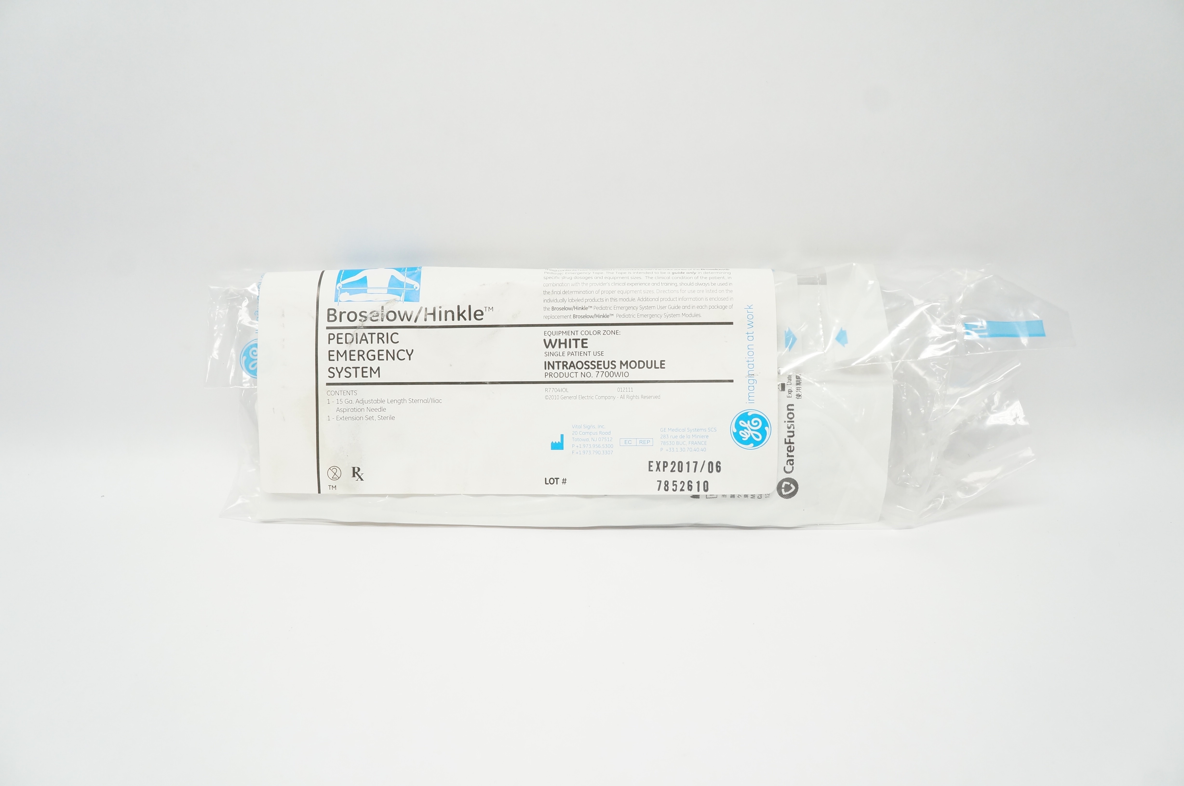 CareFusion 7700WIO Broselow/Hinkle Intraosseus Module, White (x)