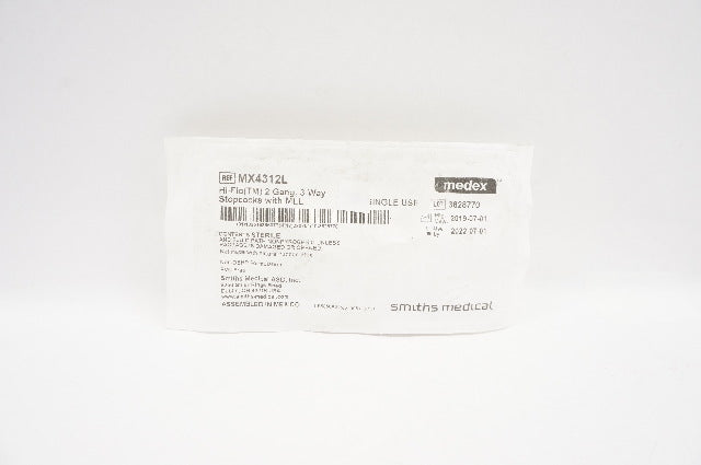Smiths Medical MX4312L Medex Hi-Flo 2 Gang, 3-Way Stopcocks with MLL