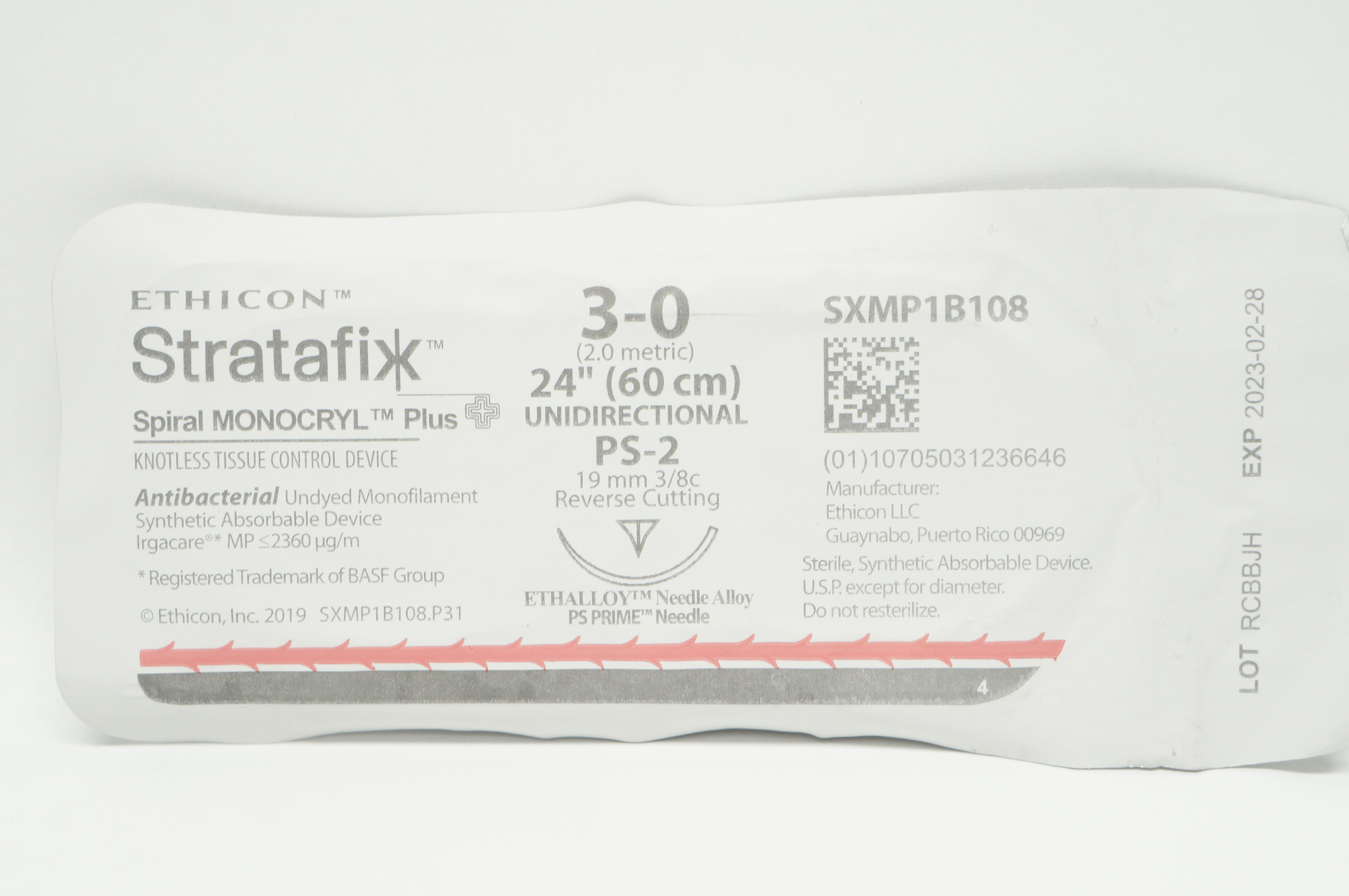 Ethicon SXMP1B108  3-0 MONOCRYL PS-2 19mm 3/8c Reverse Cutting 24inch