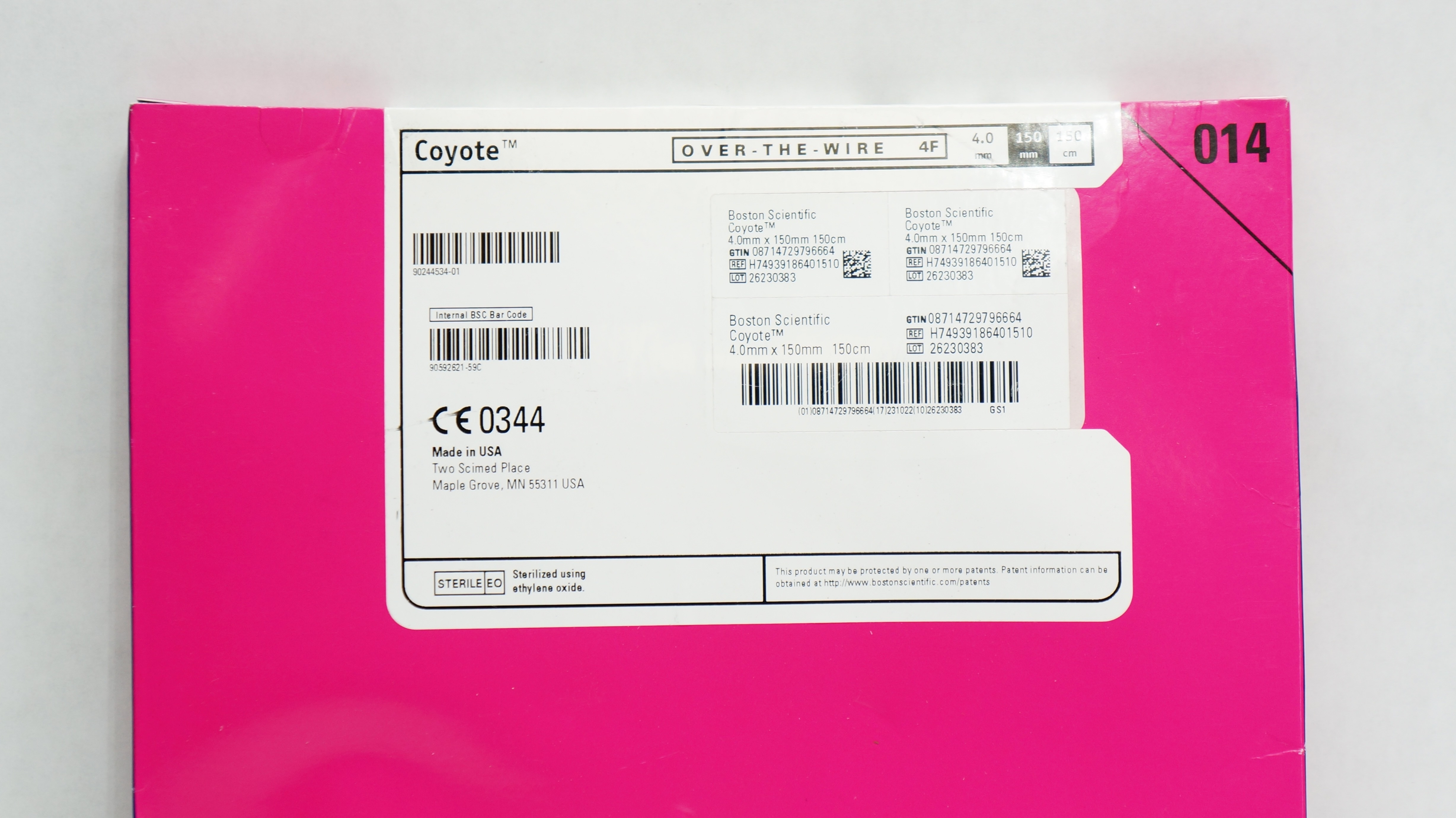 Boston Scientific H74939186401510 Coyote PTA Balloon Cath. 4.0 x 