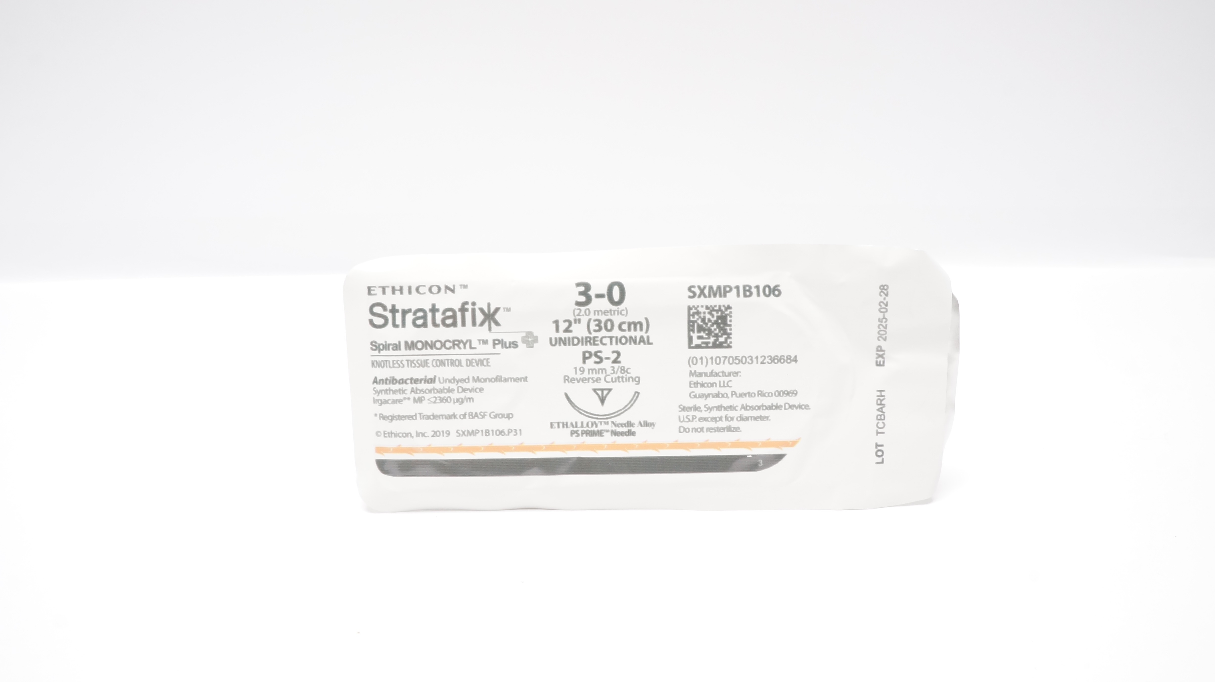 Ethicon SXMP1B106 3-0 MONOCRYL Stre PS-2 19mm 3/8c Reverse Cutting, 12inch