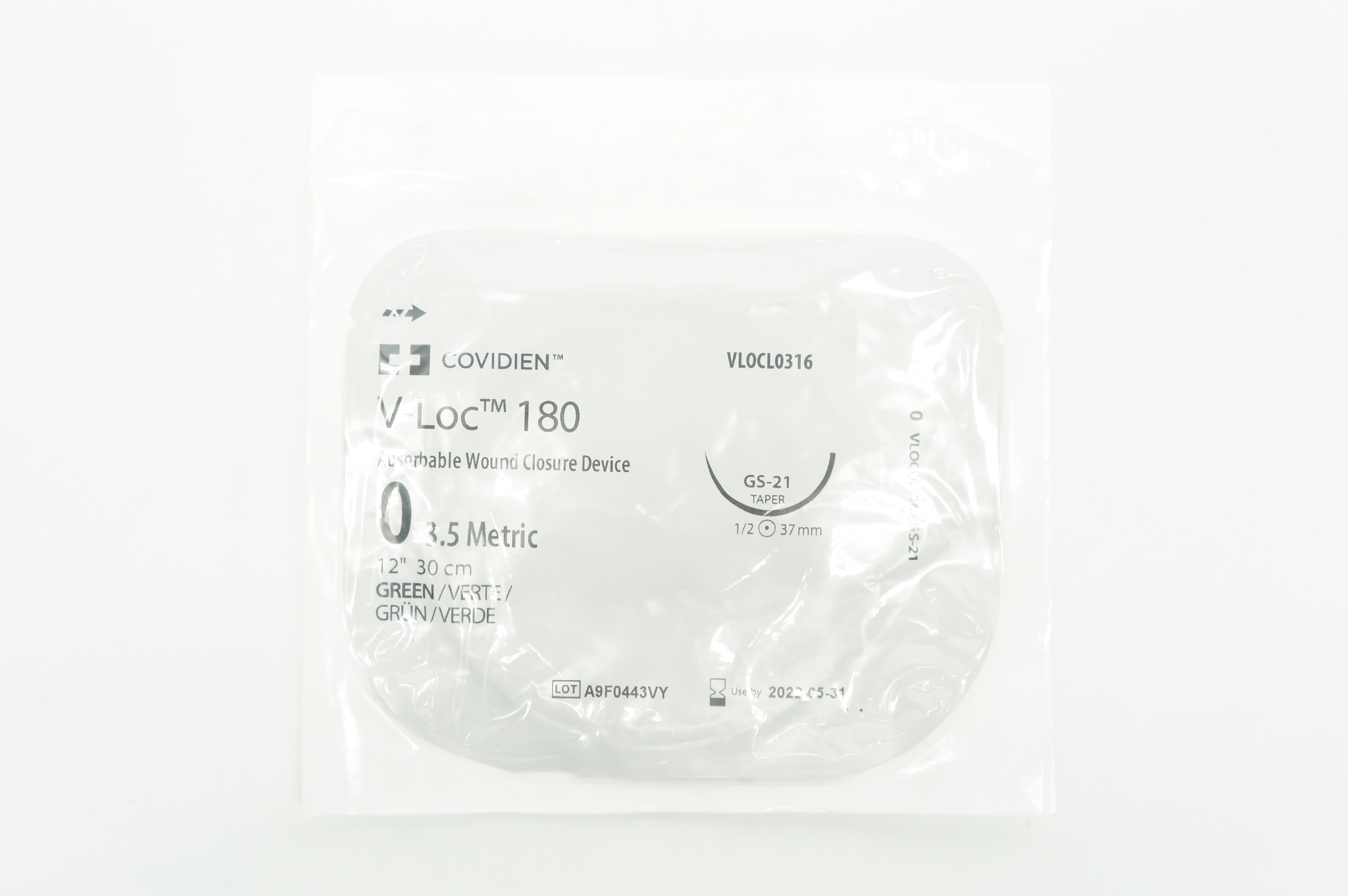 Covidien VLOCL0316 0 V-Loc, GS-21 Taper, 1/2c 37mm, 12inch