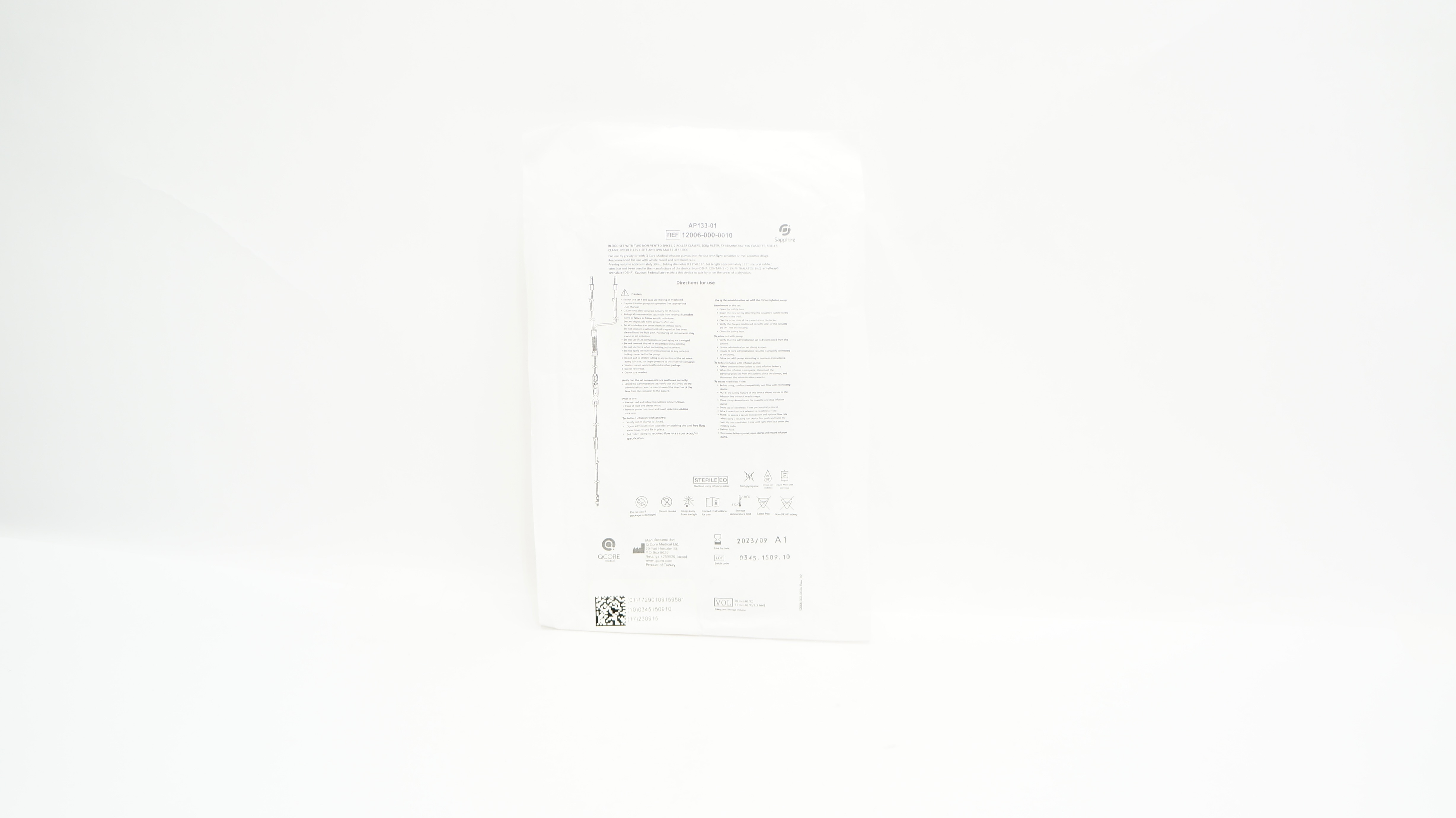 Q Core Medical 12006-000-0010 Blood Set W/Two Non-Vented Spikes (x)
