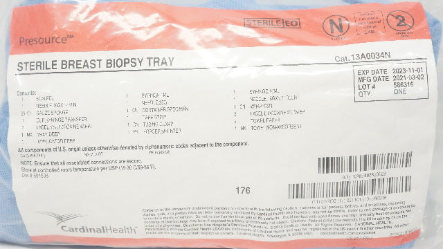 Cardinal Health 13A0034N Presource Sterile Breast Biopsy Tray