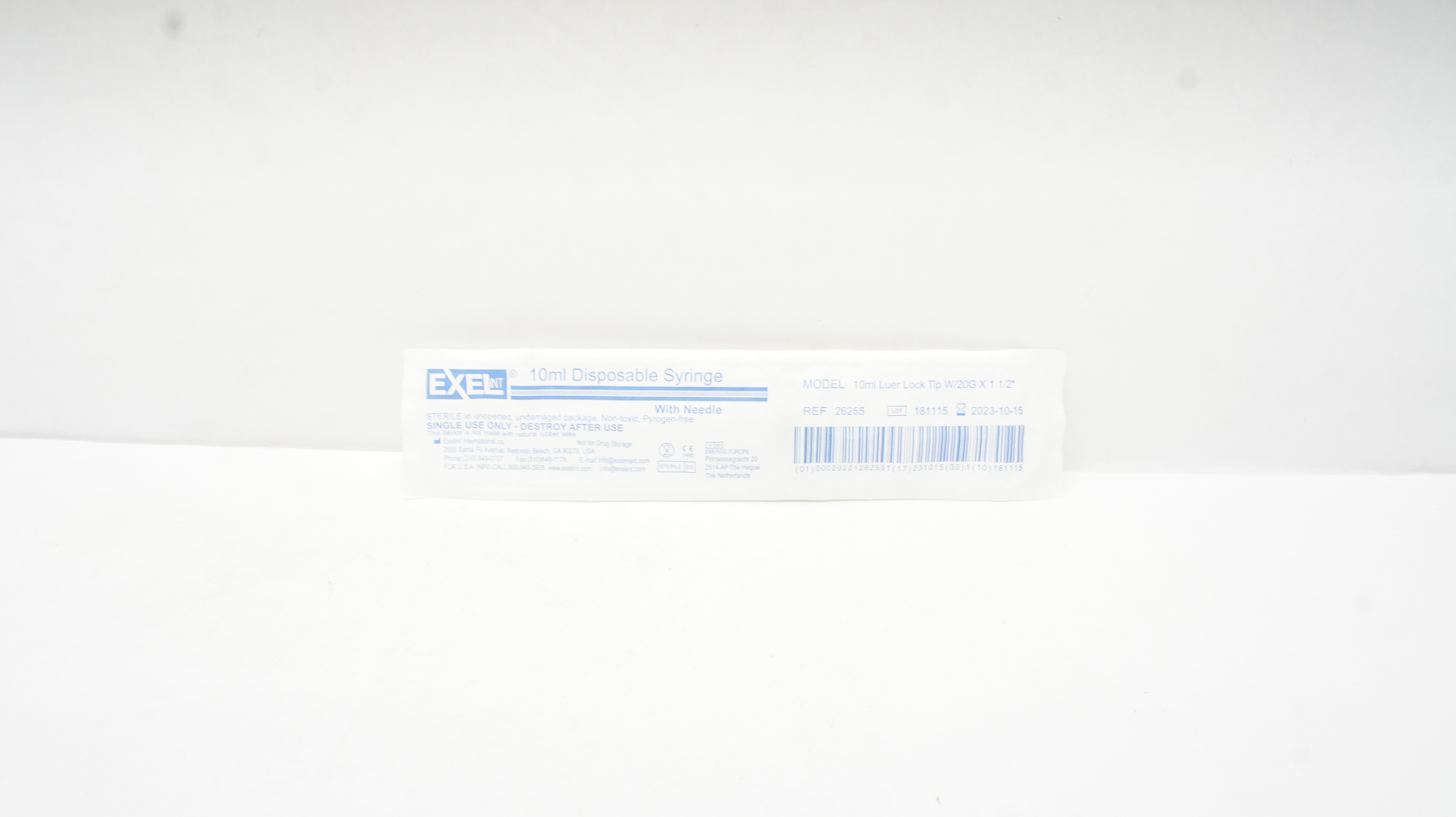 Exelint 26255 Disp. Syringe W/Ndle Luer Lock Tip 10mL (x)