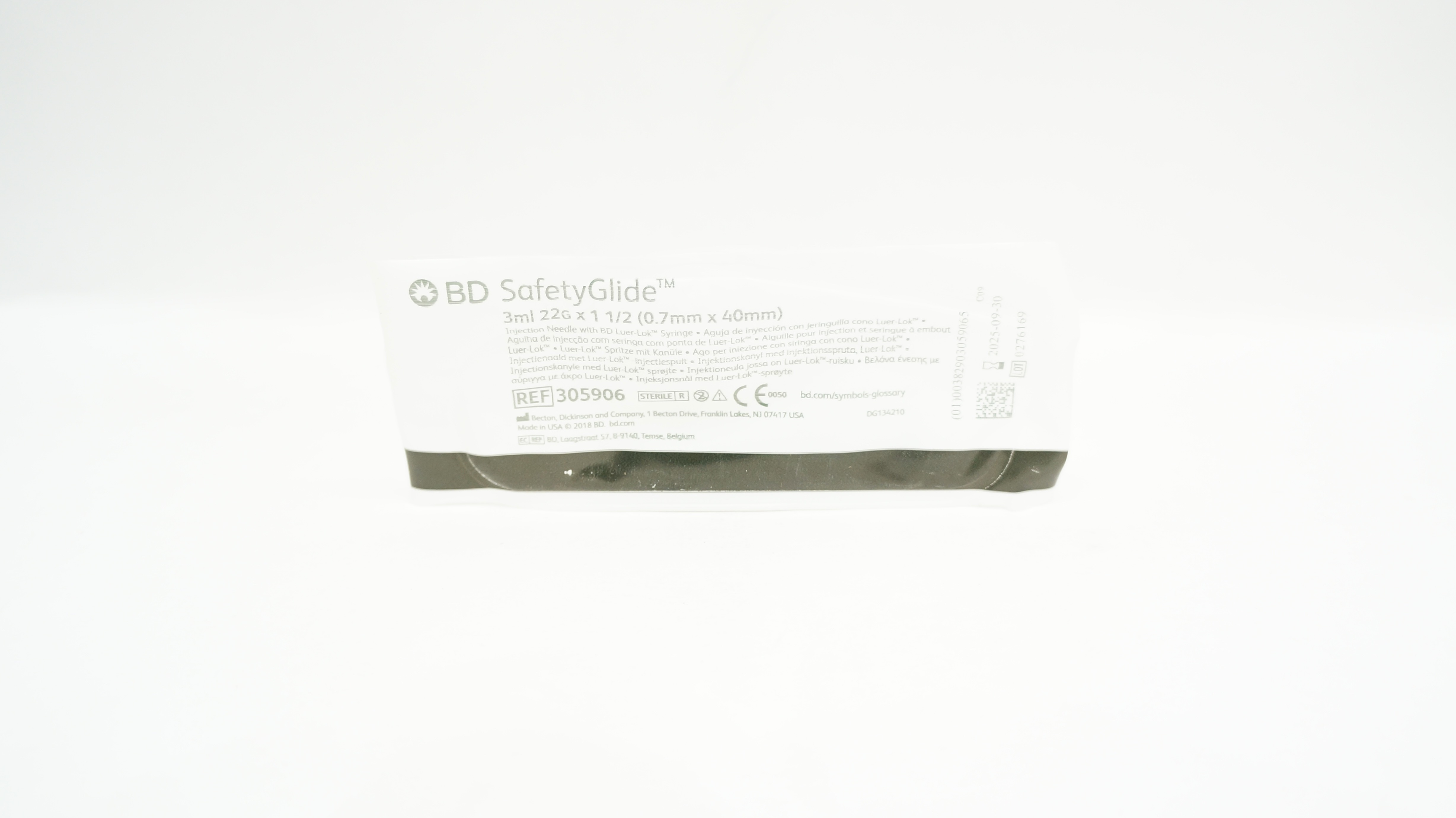 BD 305906 SafetyGlide Injection Ndle with Luer-Lok Syringe 3ml, 22G x 1