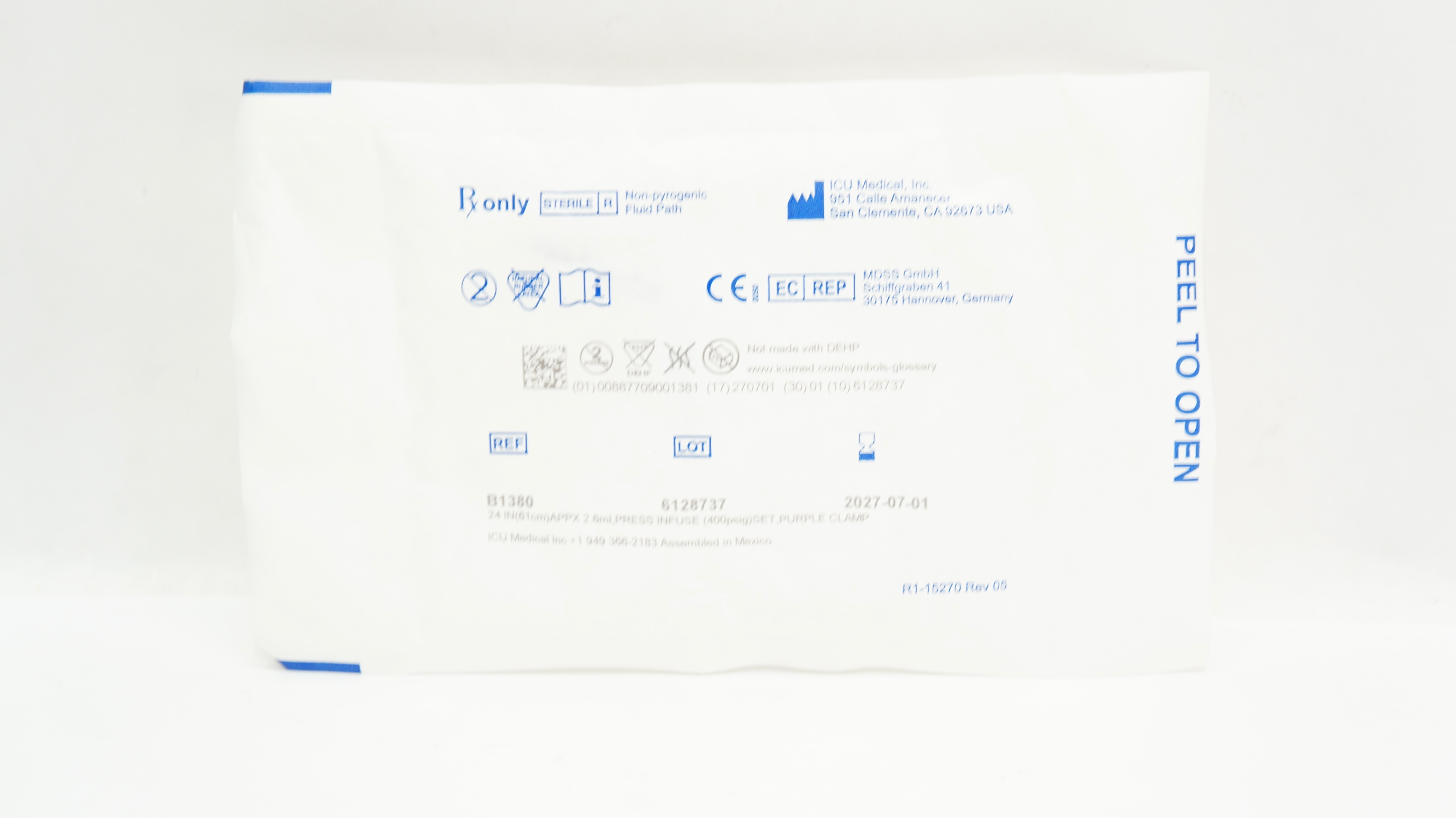 ICU Medical B1380 Microbore IV Extension Set 24inch x 2.6mL