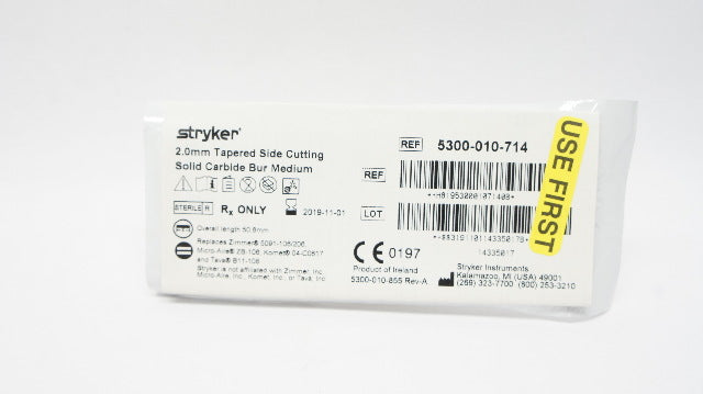 Stryker 5300-010-714 2.0mm Tapered Side Cutting Solid Carbide Bur Medium  (x)