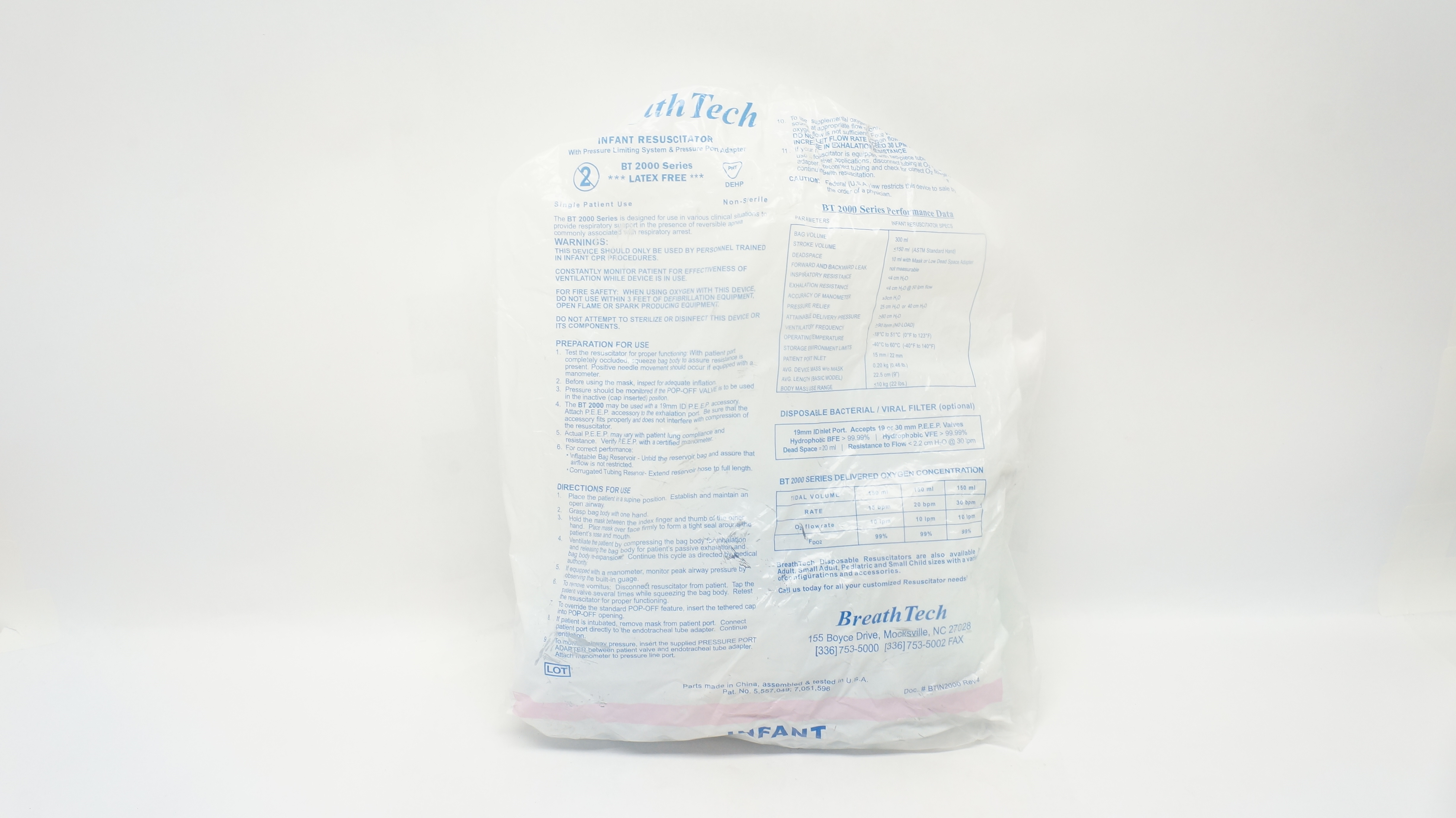 SunMed BT2026 BreathTech Infant Resuscitator w/Bag Reservoir ⇐22lbs x 300mL