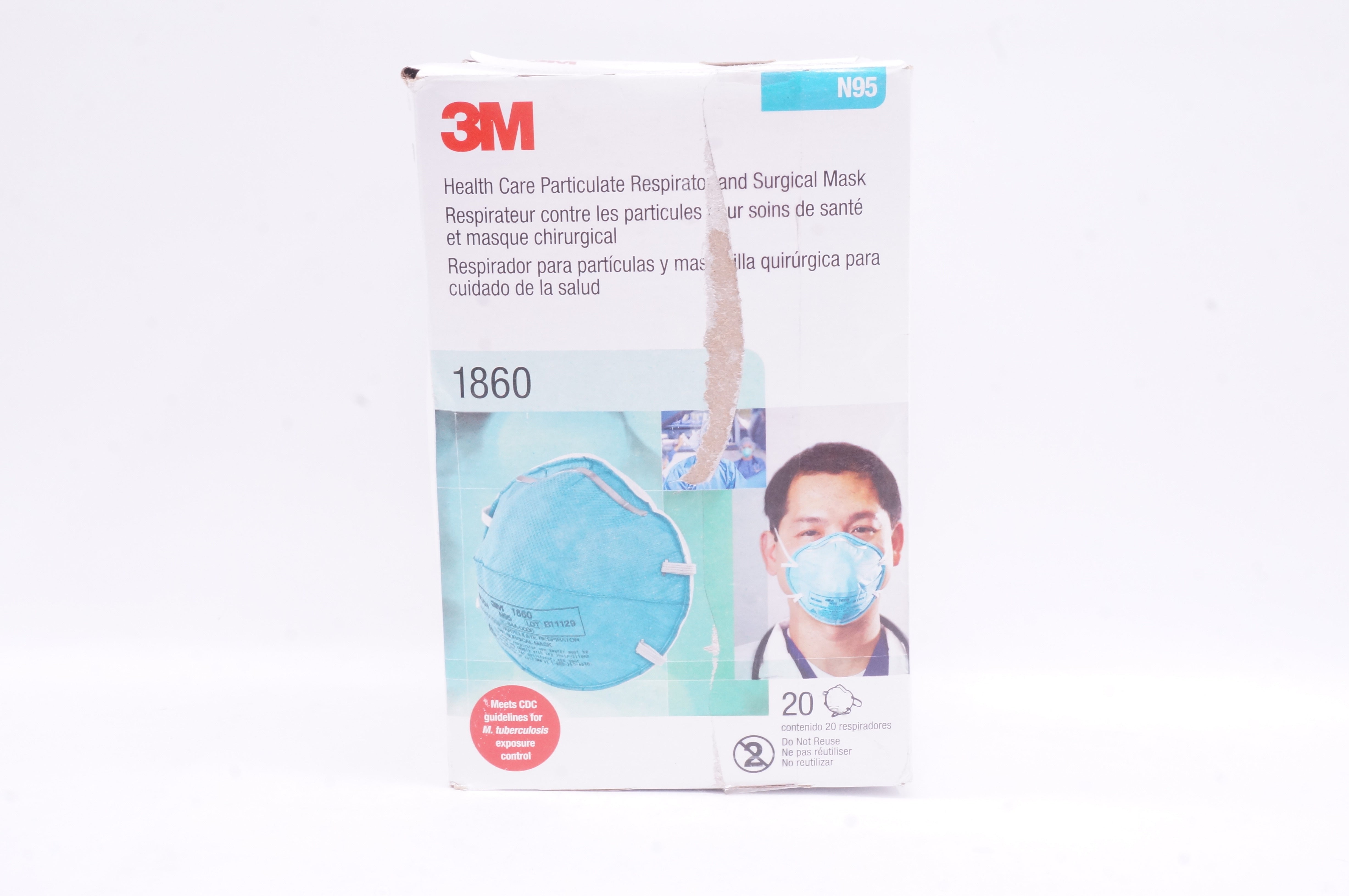 3M 1860 Health Care Particulate Respirator and Surgical Mask - Box of 16