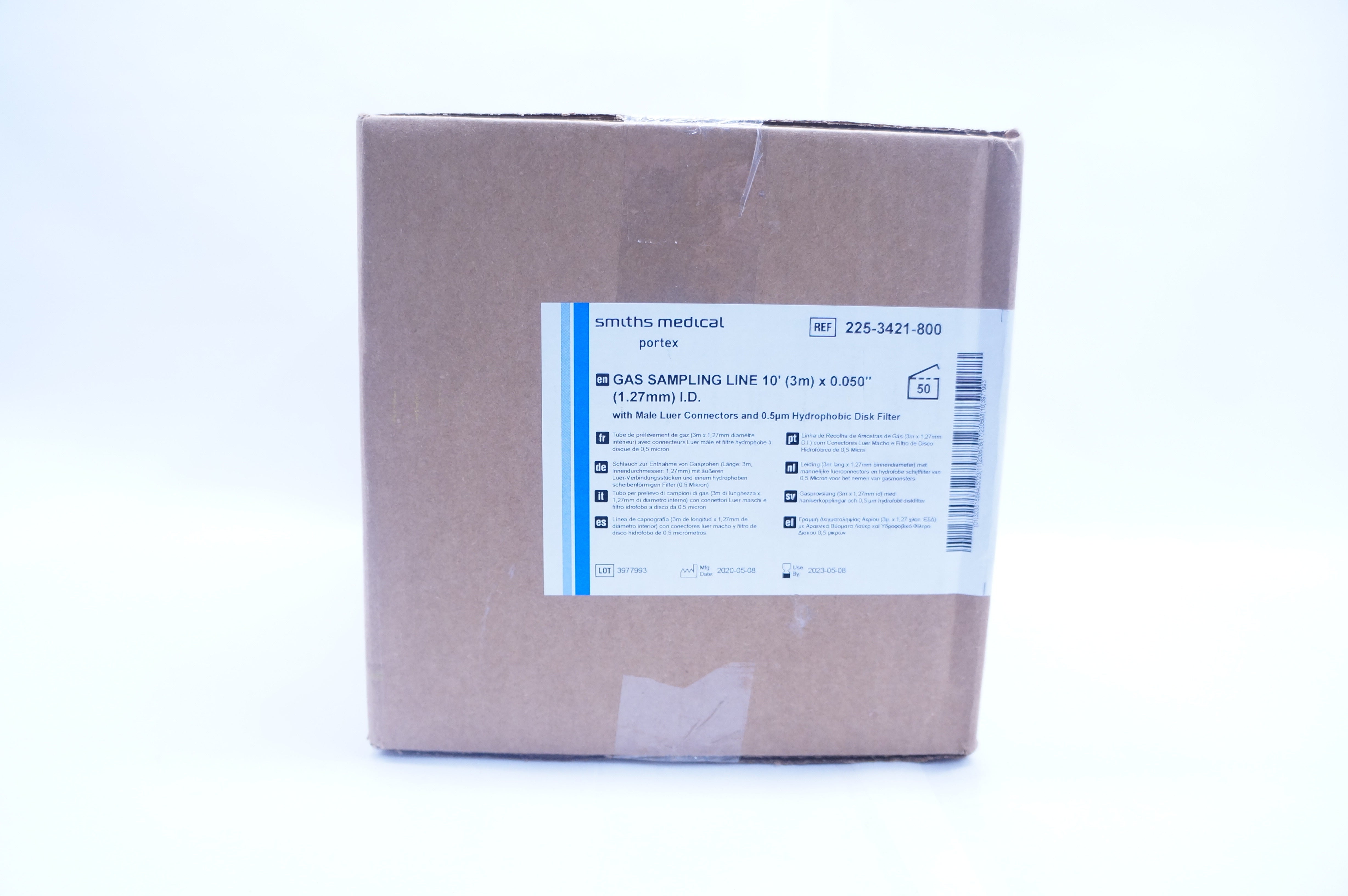 Smiths Medical 225-3421-800 Gas Sampling Line 10Fr x 0.050inch - Box of 50