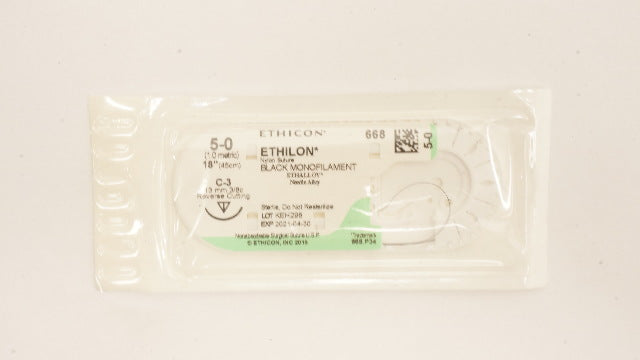 Ethicon 668 5-0 Ethilon Nylon Stre C-3 13mm 3/8c Reverse Cutting, 18 inch (x)