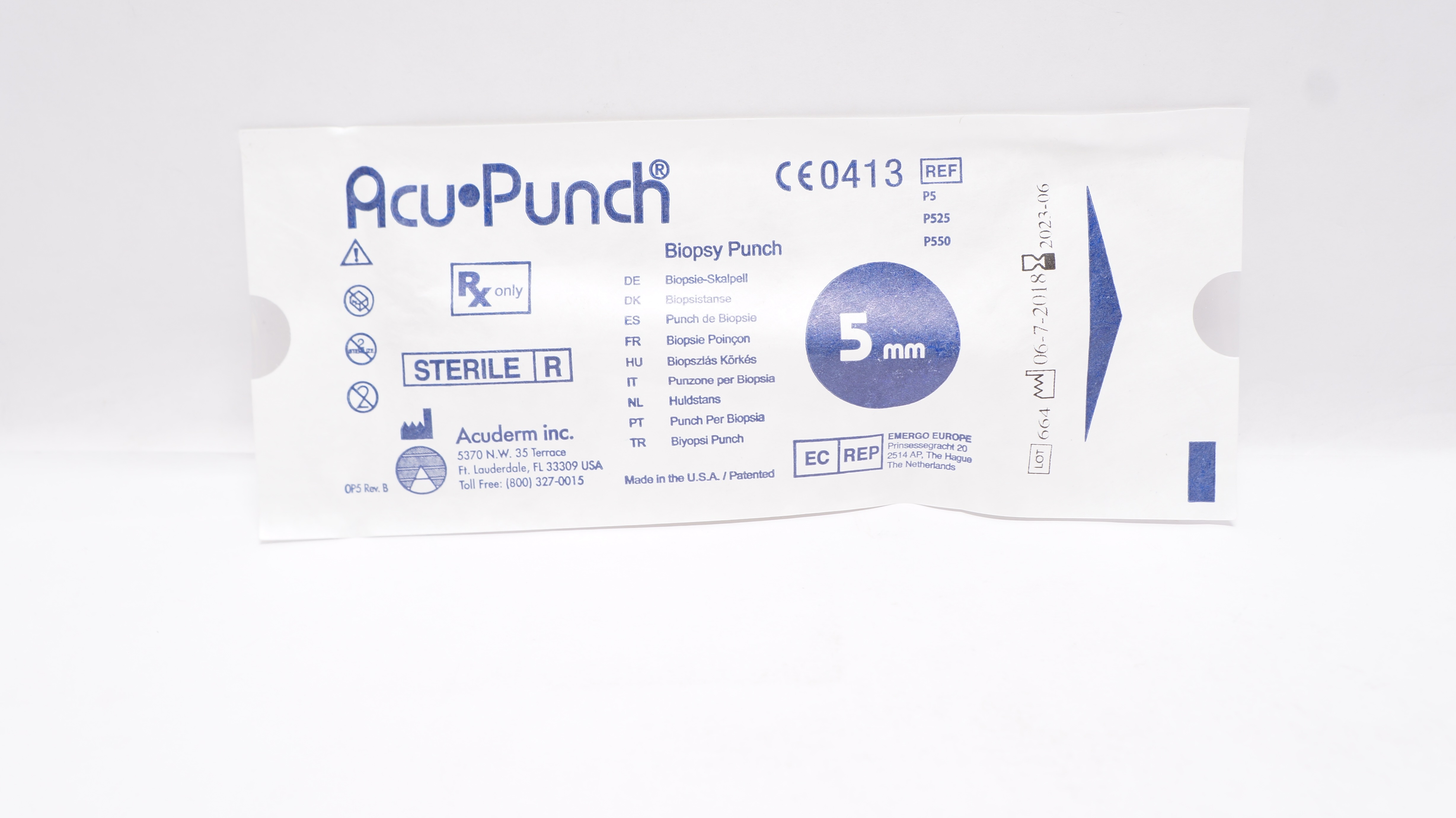 Acuderm Acuderm P525/P550 Acu Punch Biopsy Punch 5mm (x)