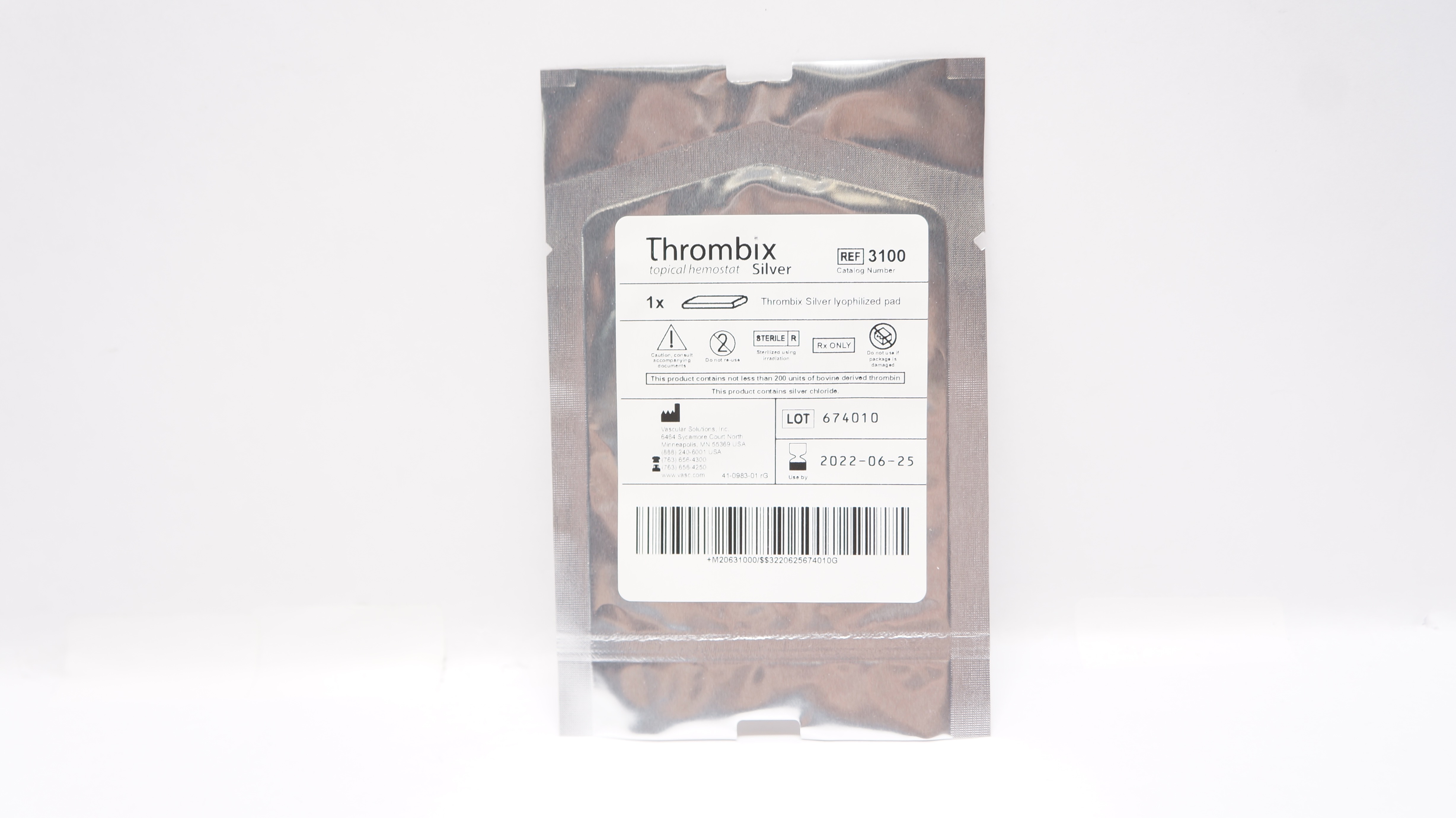 Vascular Solutions 3100 Thrombix Silver Lyophilized Pad (x)