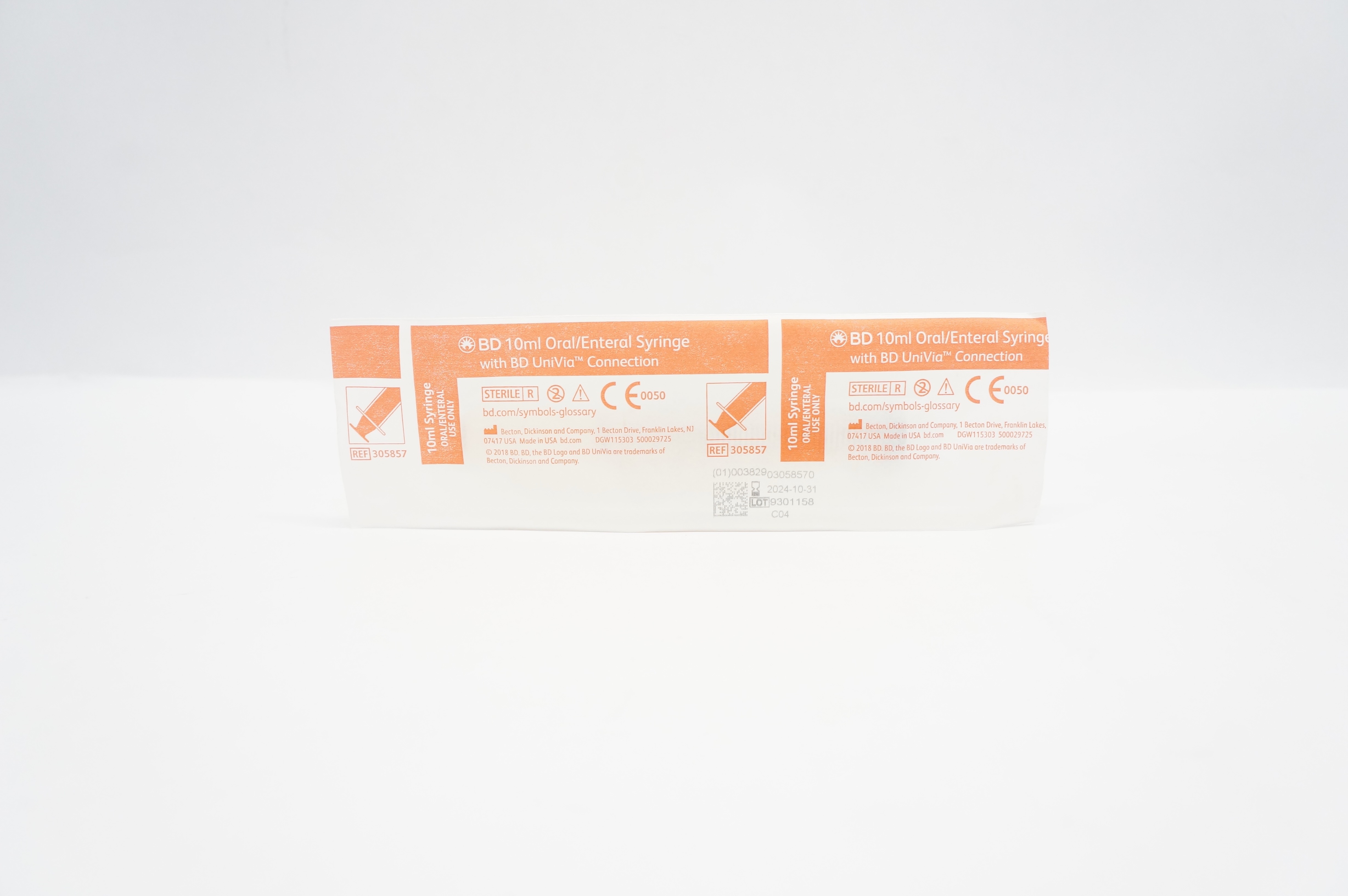 BD 305857 10mL Oral/Enteral Syringe w/UniVia Connection