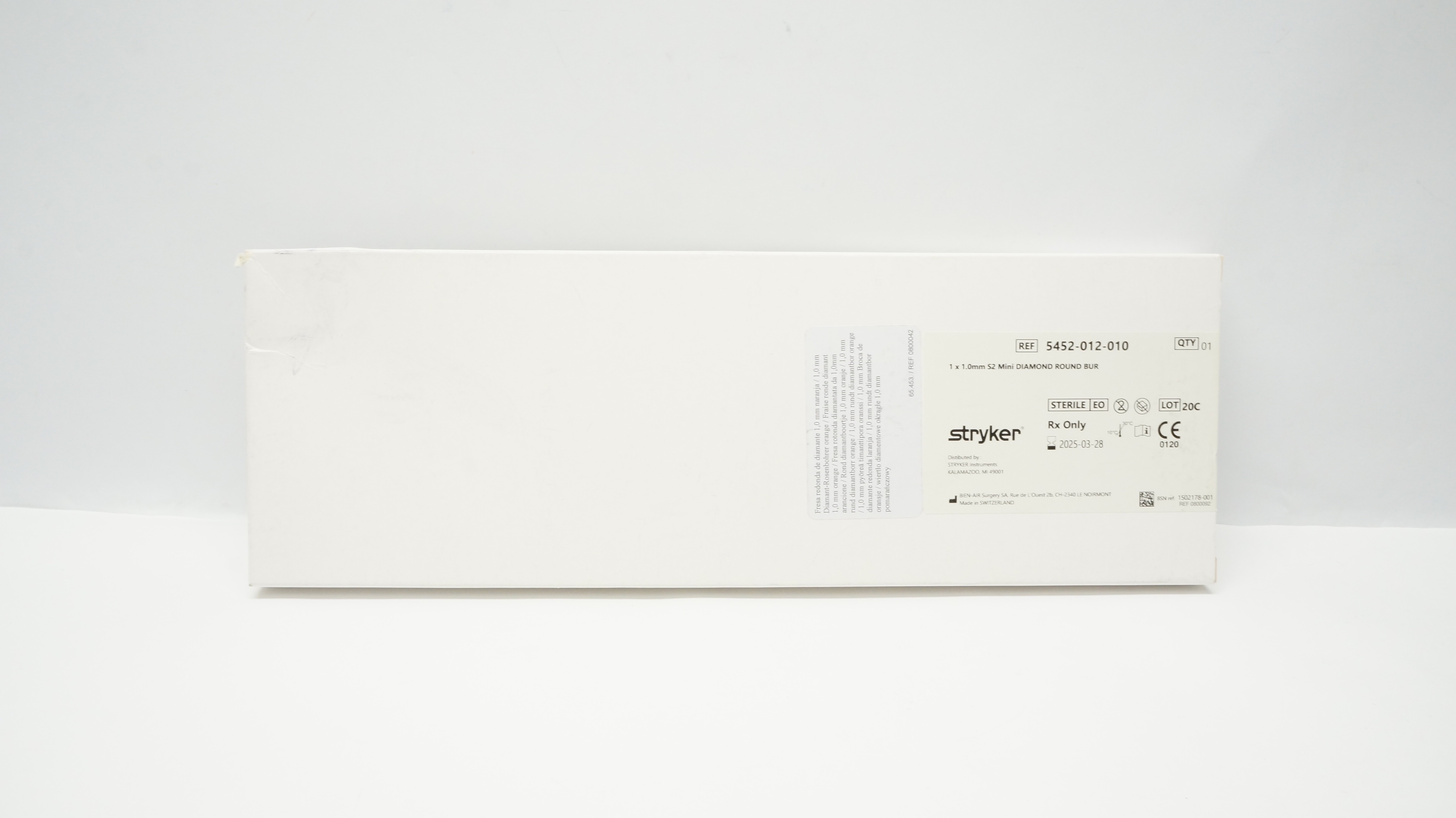 Stryker 5452-012-010 S2 Mini Diamond Round Bur 1 x 1.0mm