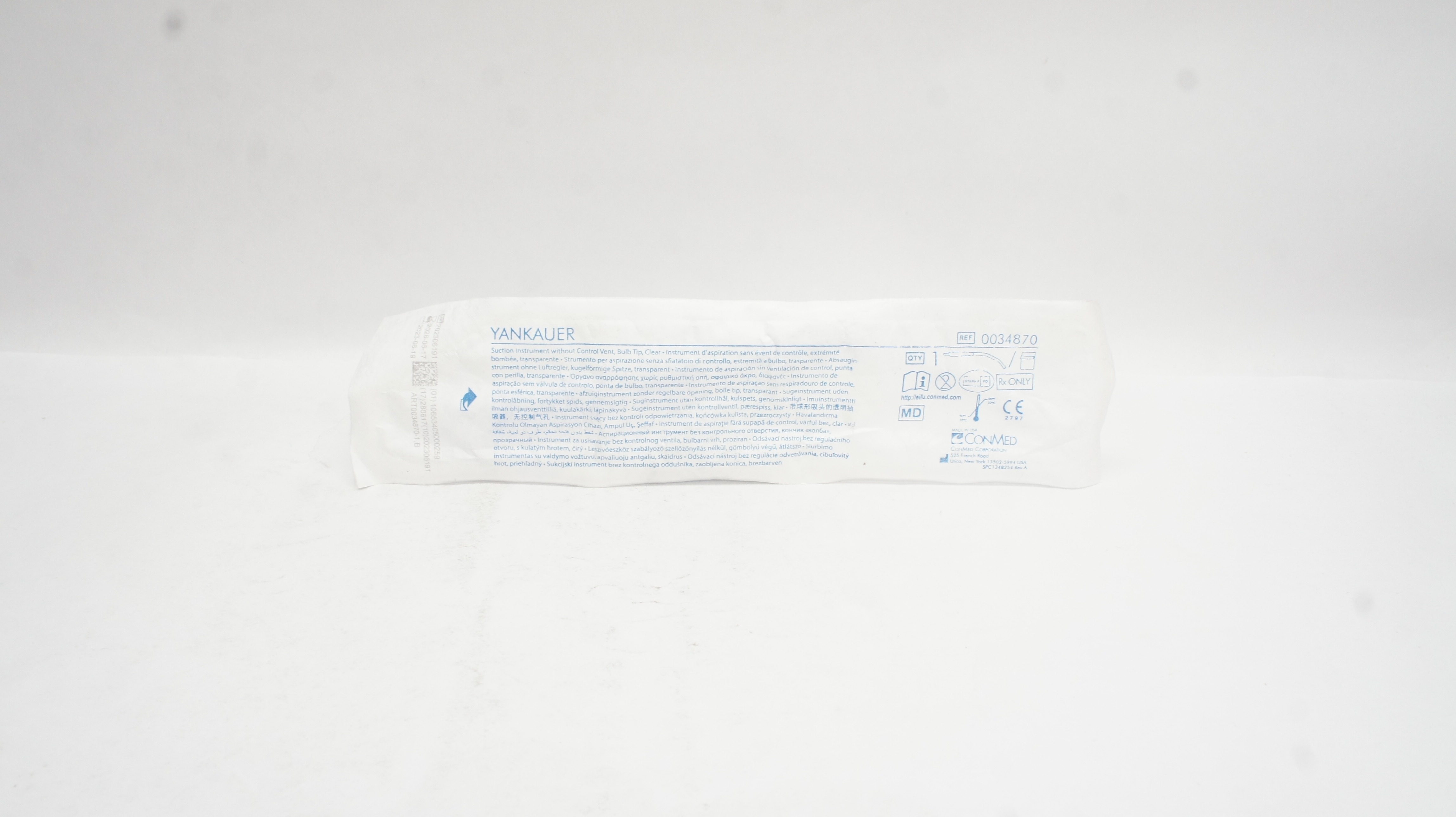 Conmed 0034870 Yankauer Suction Instrument without Control Vent,Bulb Tip