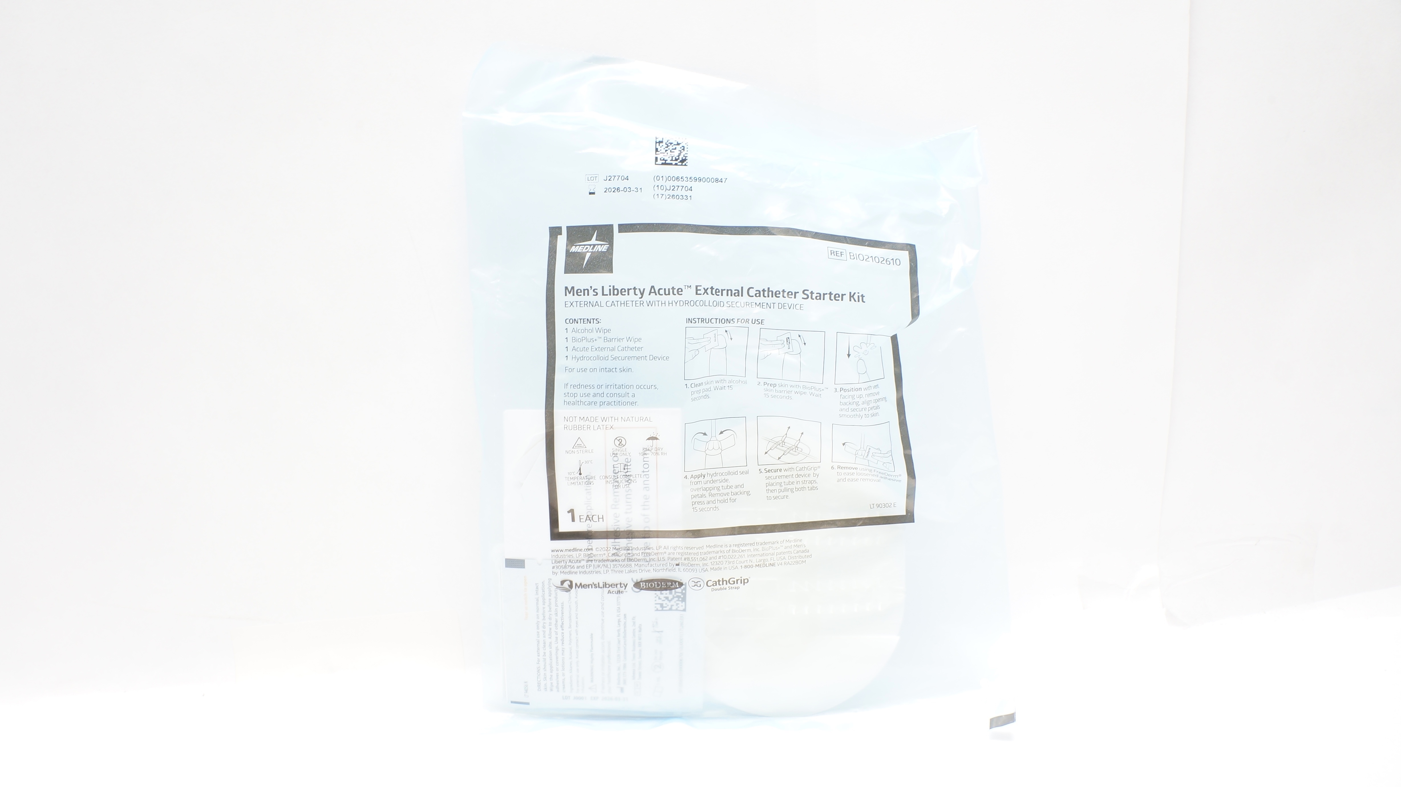 Medline BIO2102610 BioDerm Men's Liberty Acute External Cath. Starter Kit