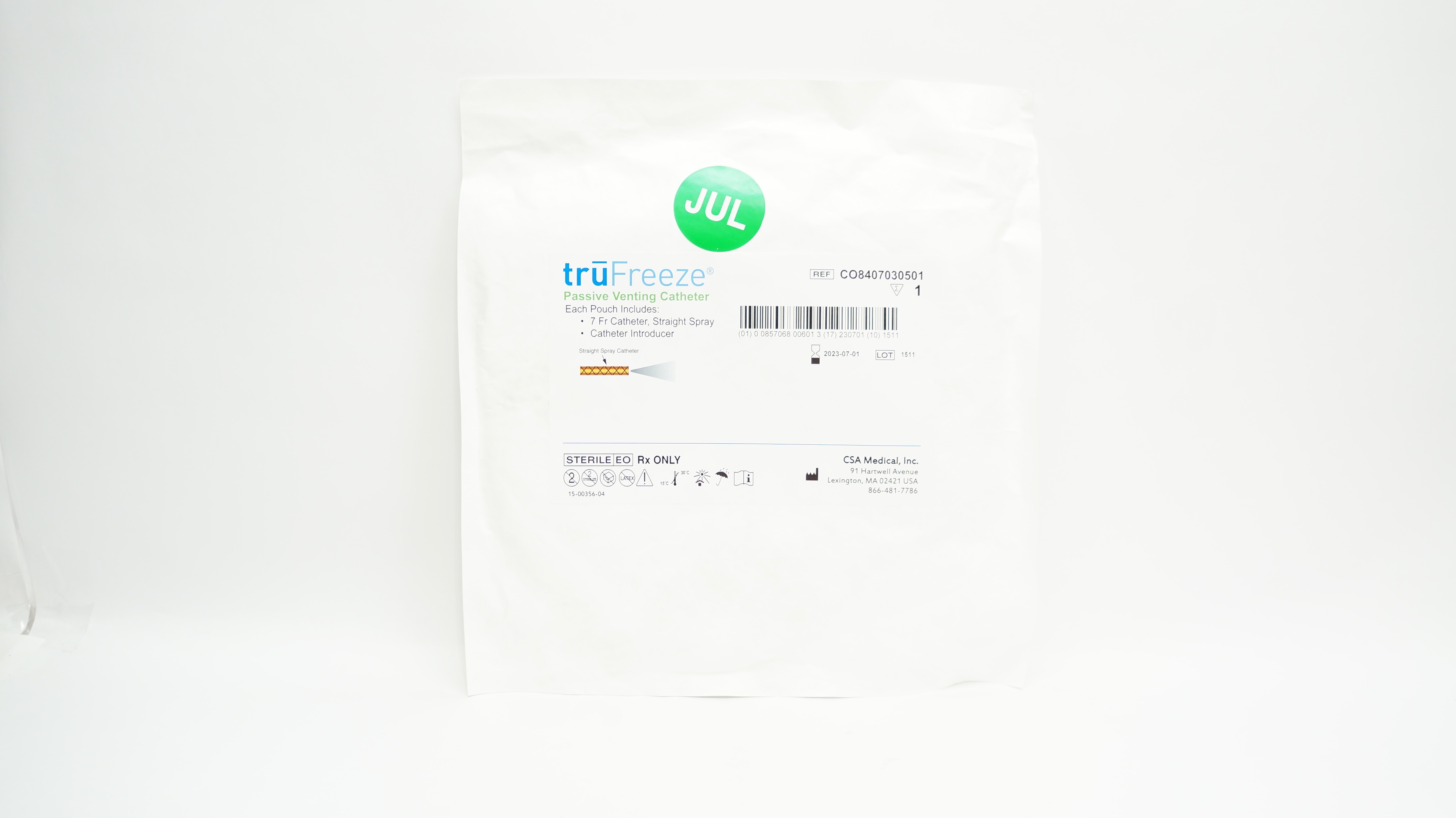 TruFreeze CO8407030501 CSA Medical Passive Venting Cath. Straight Spray 7Fr (x)