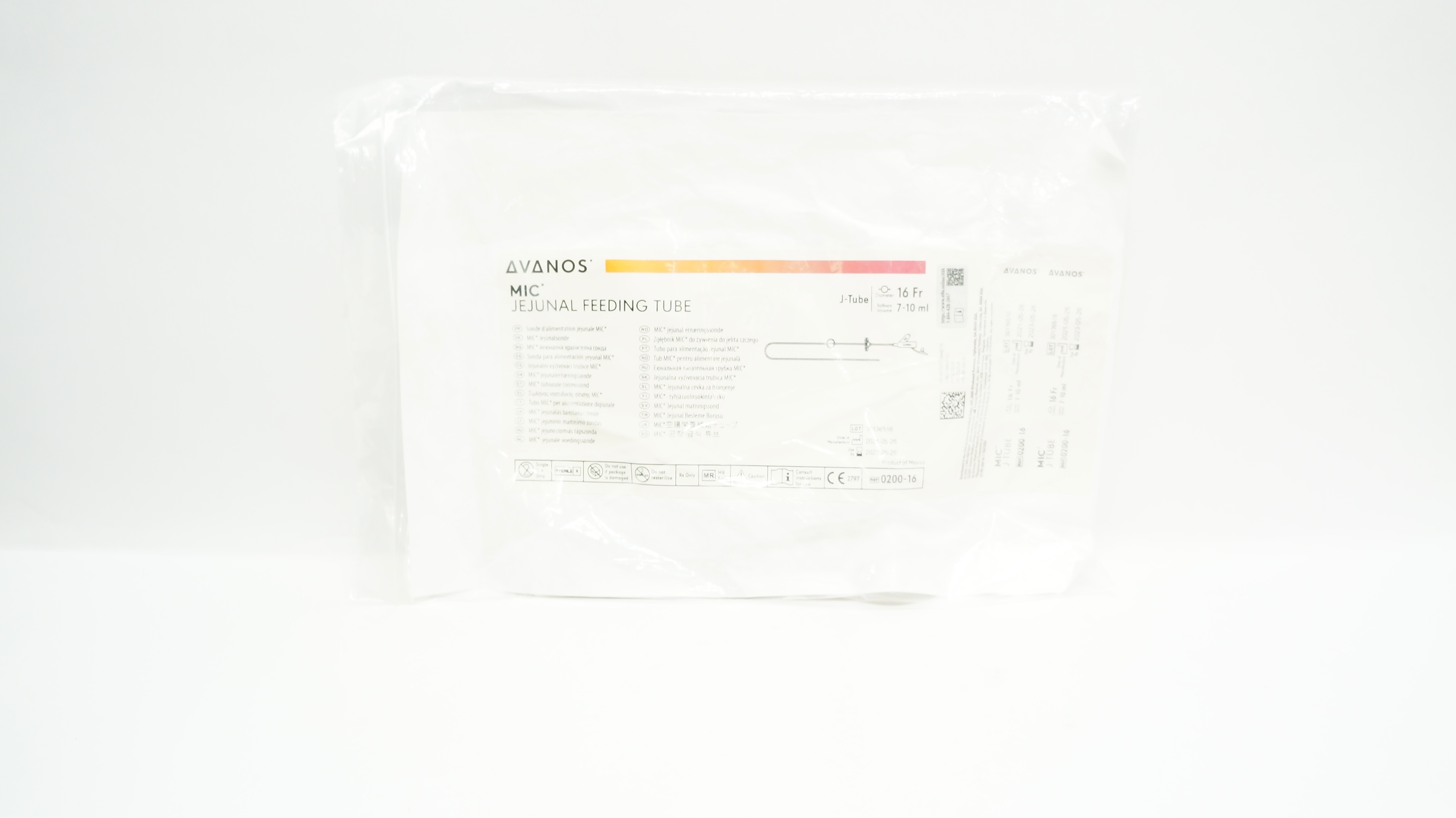 Avanos 0200-16 MIC Jejunal Feeding Tube J-Tube 16Fr x 7-10 ml (x)