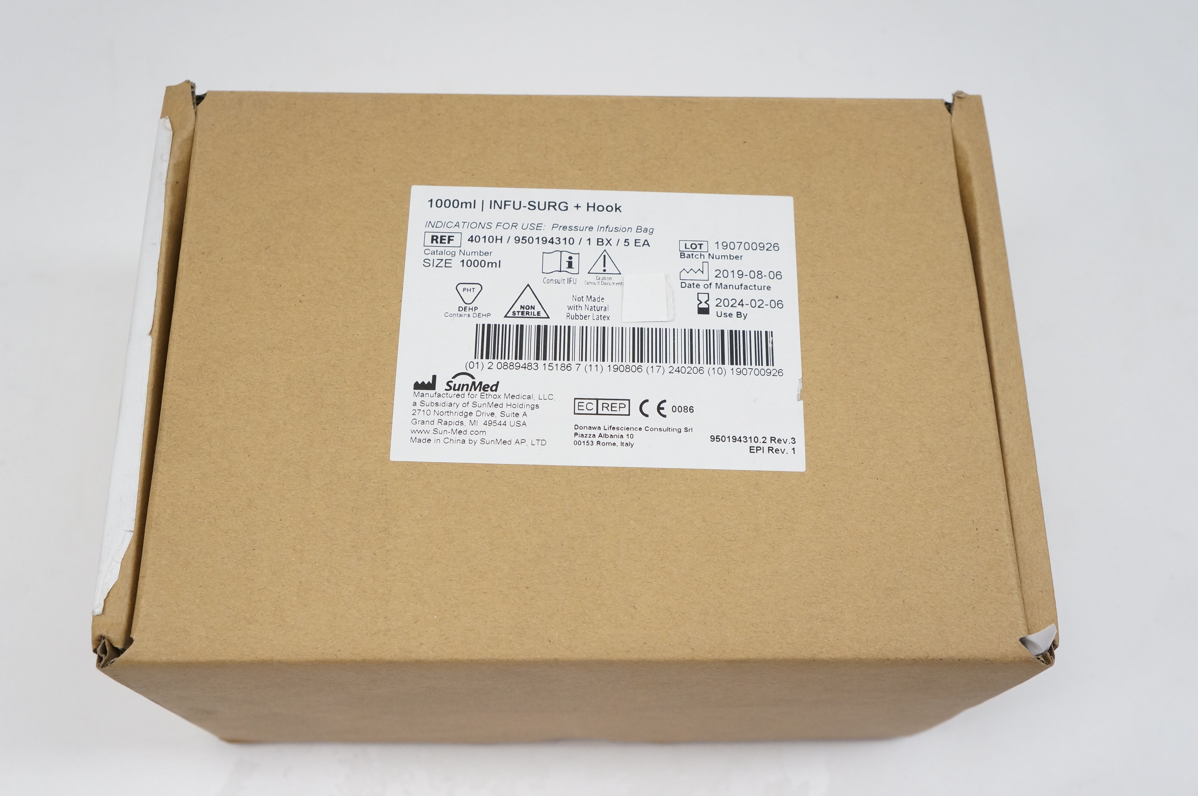 SunMed 4010H INFU-SURG + Hook Pressure Infusion Bag 1000ml - Box of 5