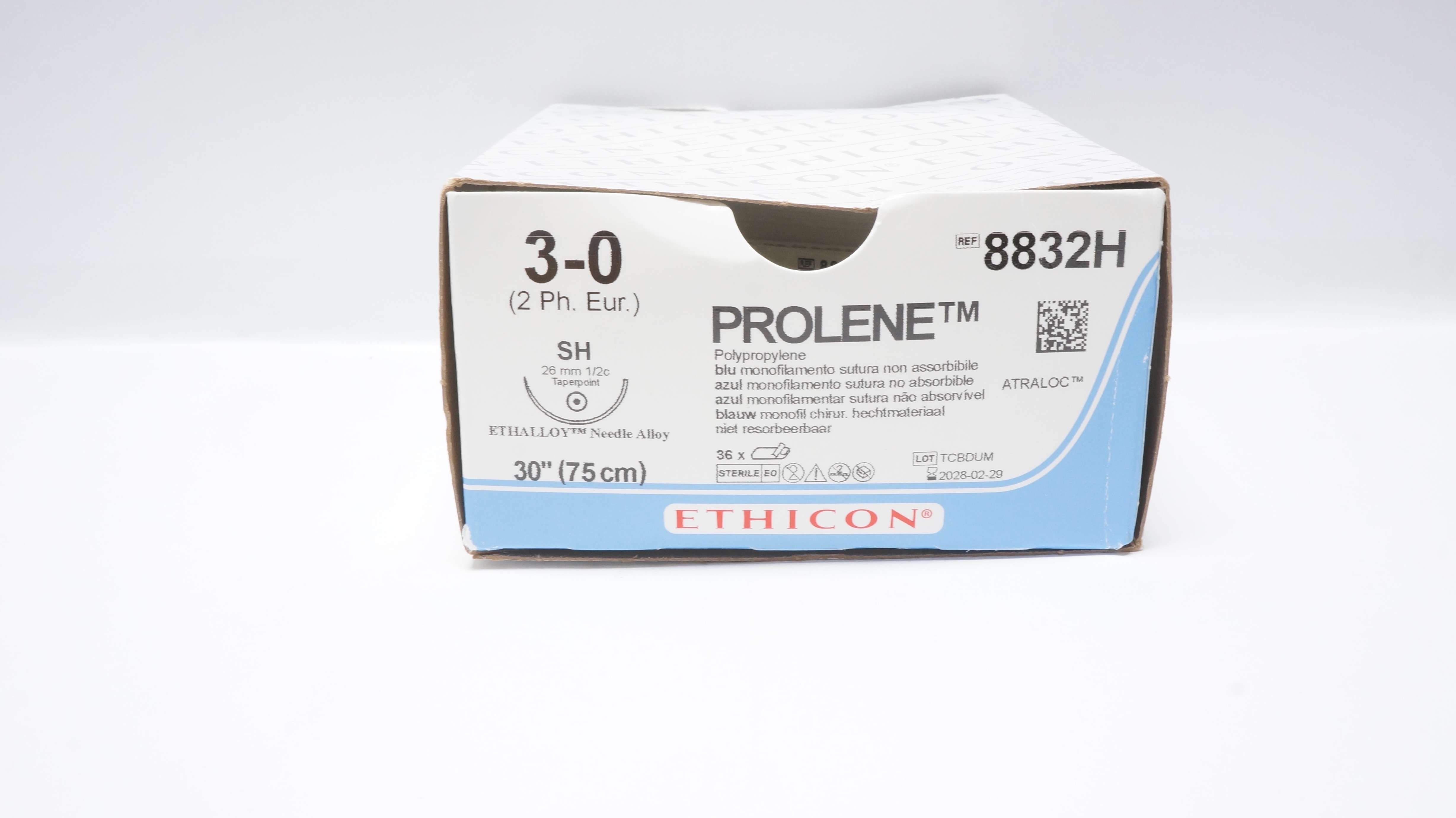 Ethicon 8832H 3-0 PROLENE, SH, 26mm 1/2c, 30inch - Box of 23