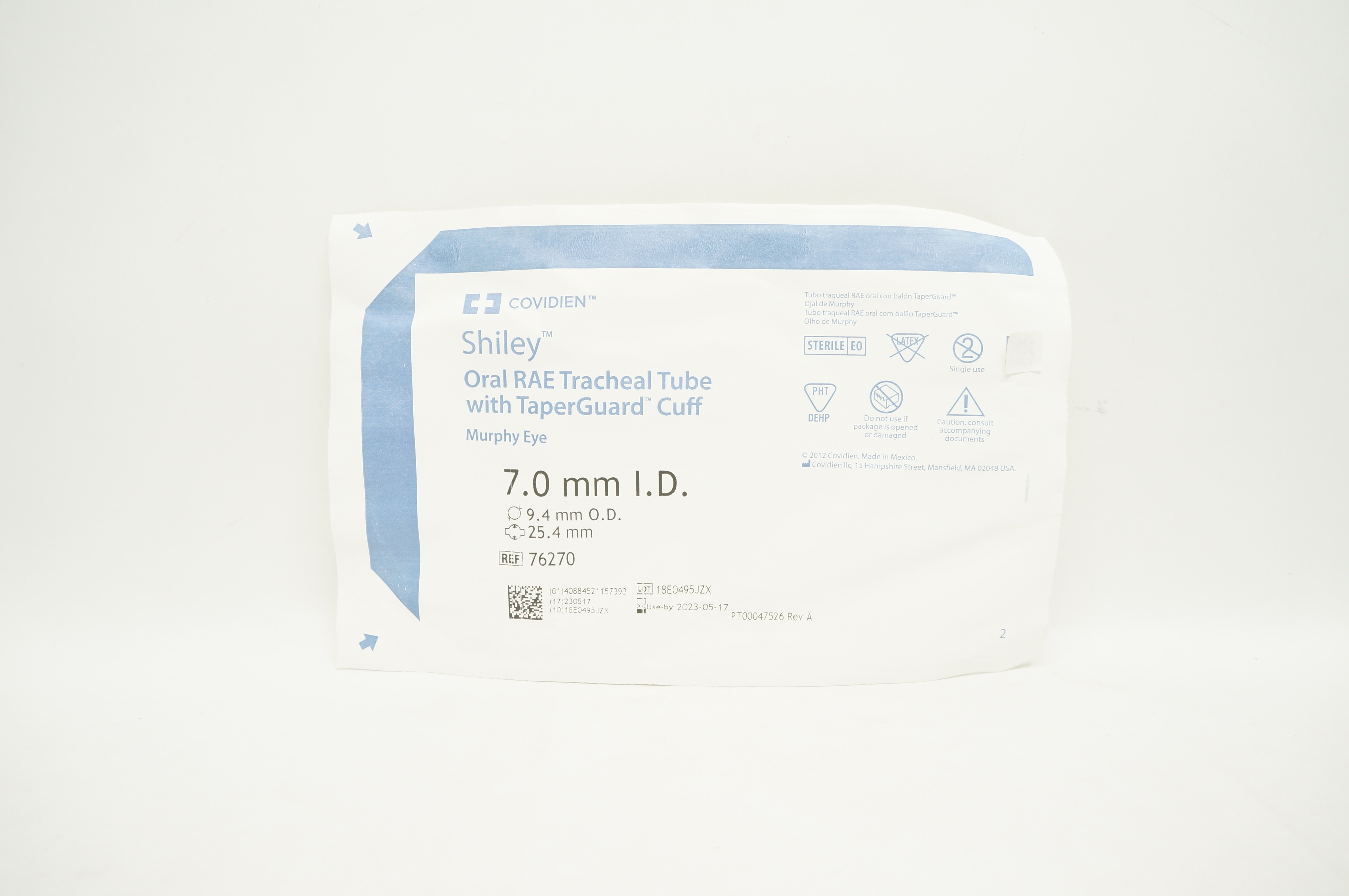 Covidien 76270 Mallinckrodt Oral RAE Tracheal Tube 7.0mm ID x 9.4mm OD