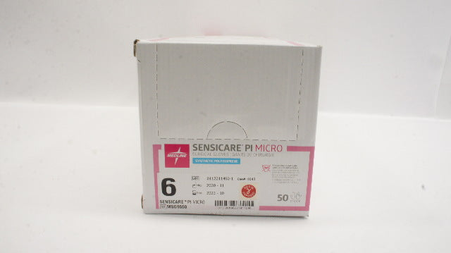Medline MSG9660 SensiCare PI Micro Surgical Gloves, Size 6 - Box of 50