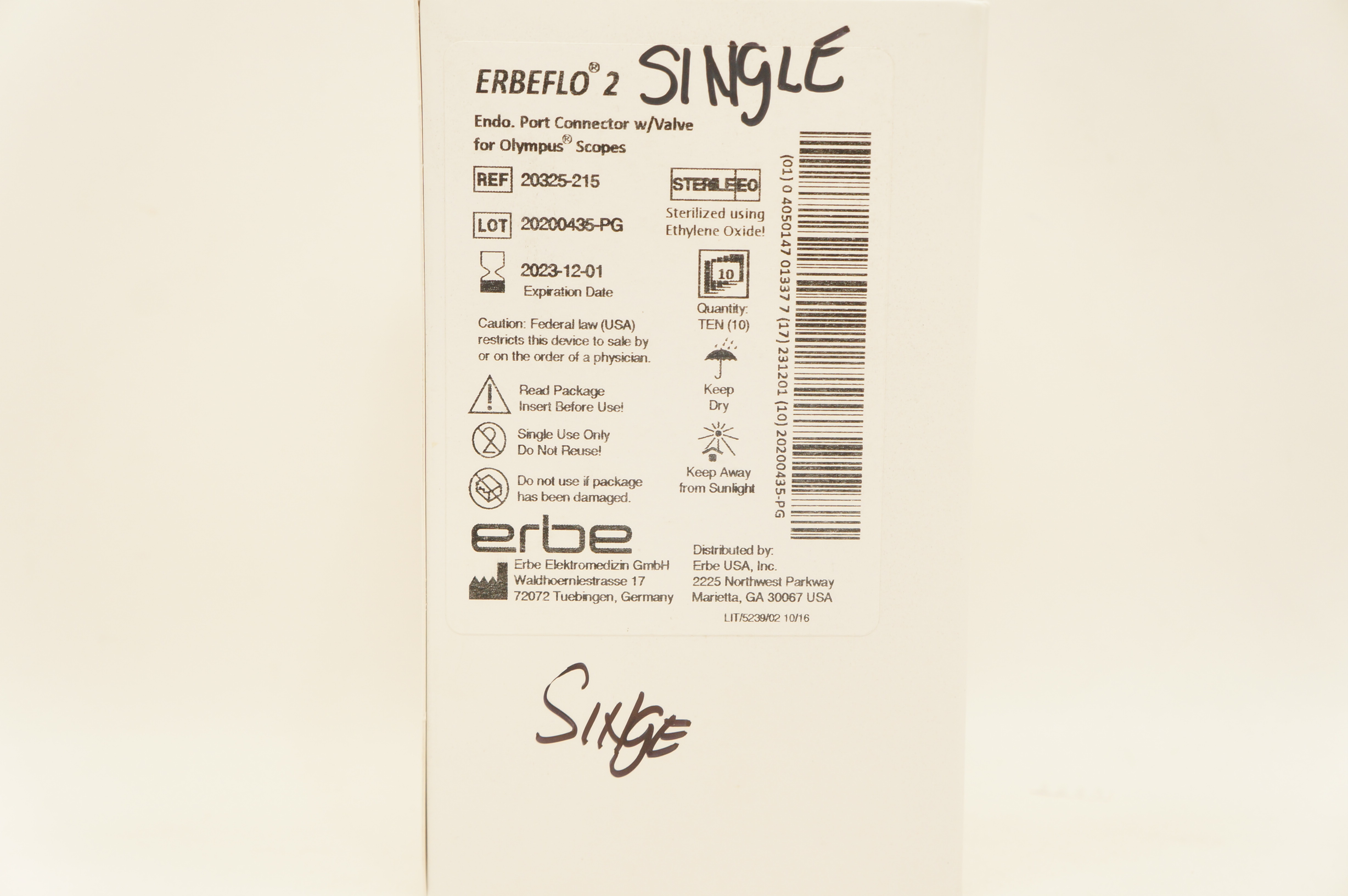 Erbe 20325-215 Endo Port Connector w/Valve for Olympus Scopes - Box of 10
