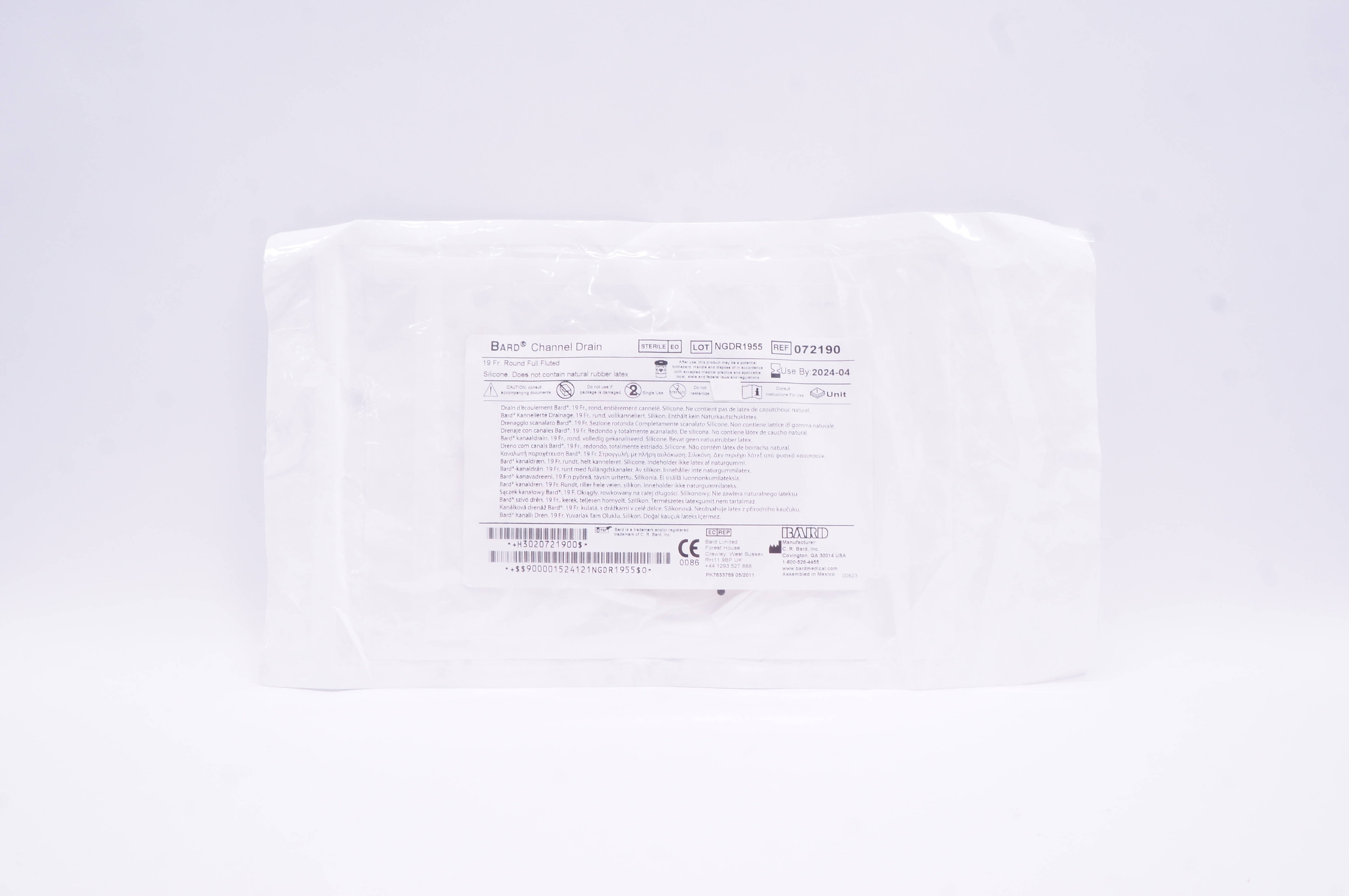 Bard 072190 Channel Drain Round Full Fluted 19Fr