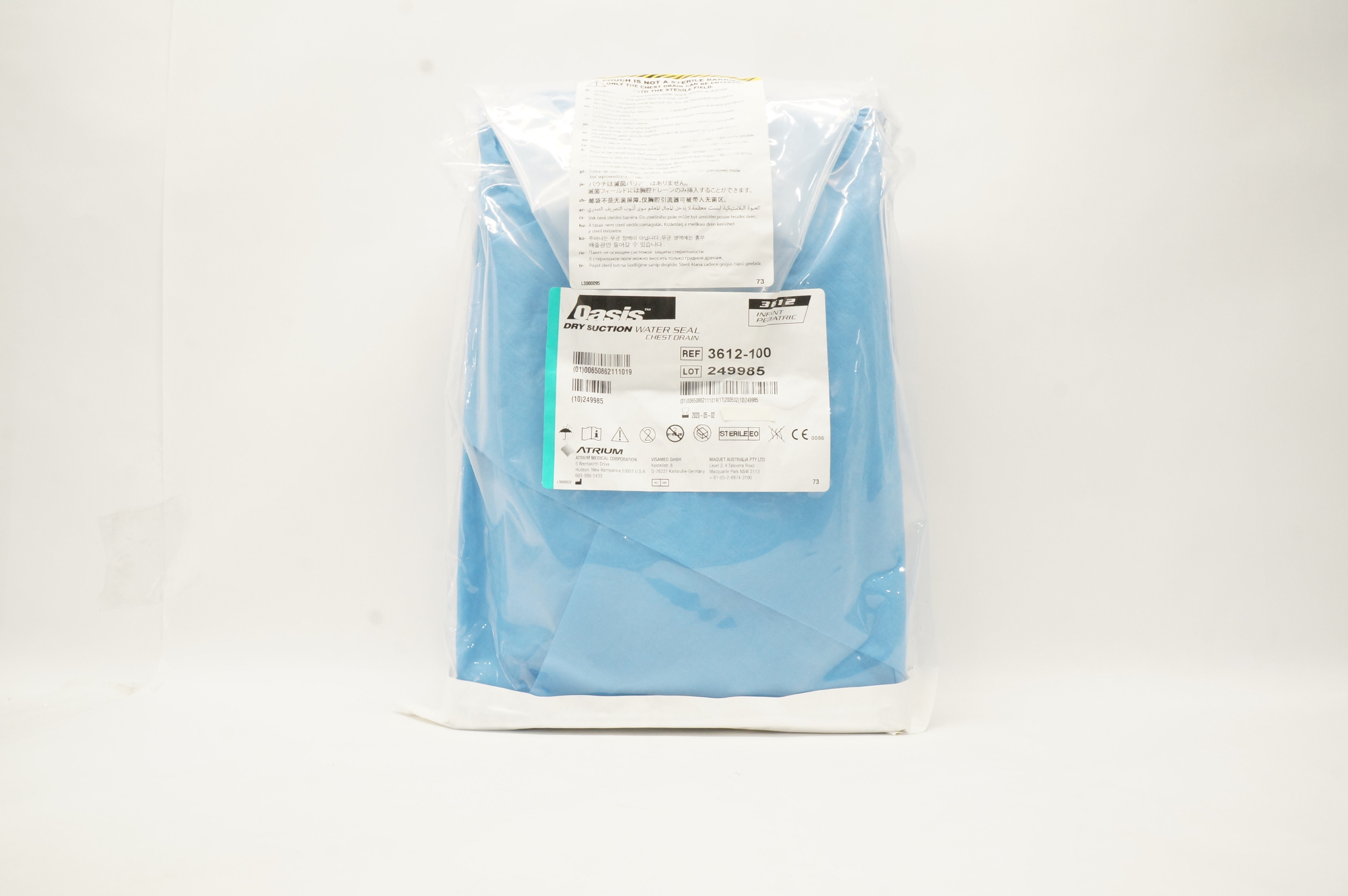 Atrium 3612-100 Oasis Dry Suction Water Seal Chest Drain Infant Pediatric (x)