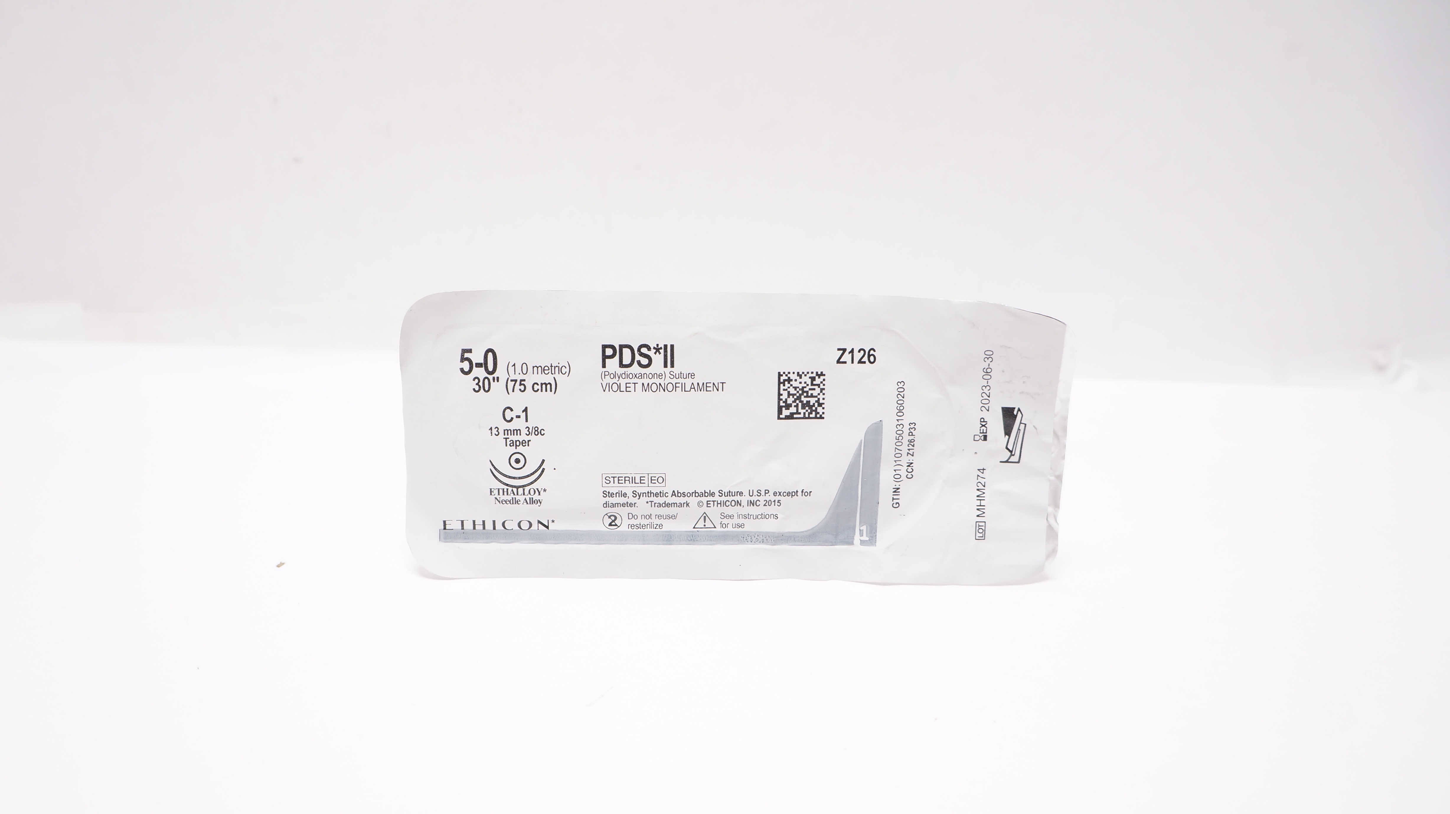 Ethicon Z126 5-0 PDS II Polydioxanone Stre C-1 13mm 3/8c Taper, 30inch (x)