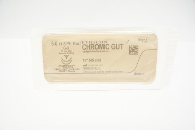 Ethicon 792 5-0 CHROMIC GUT Stre G-3 13mm 3/8c Reverse Cutting, 18 inch