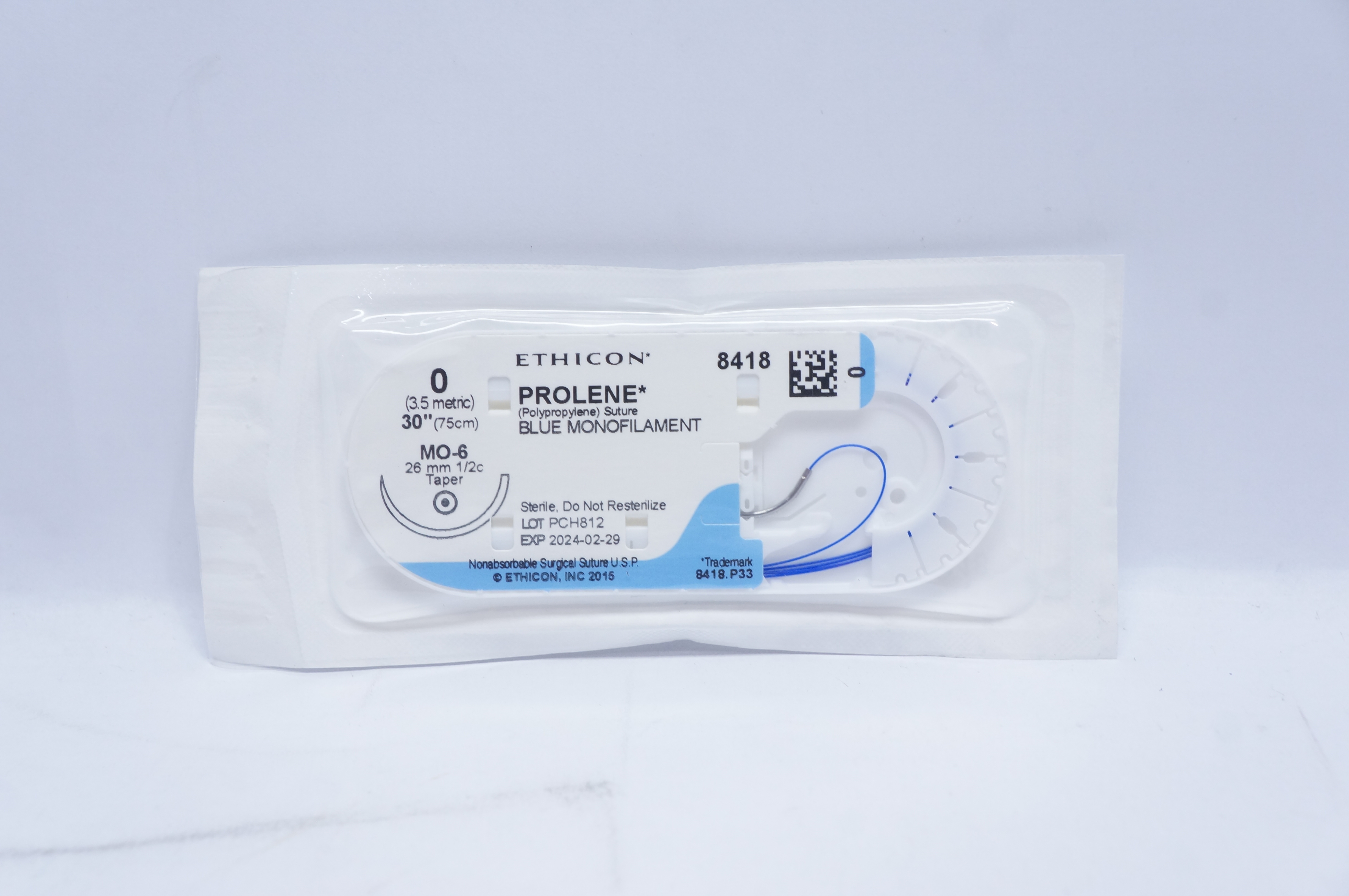 Ethicon 8418 0 PROLENE, MO-6, 26mm 1/2c Taper, 30inch
