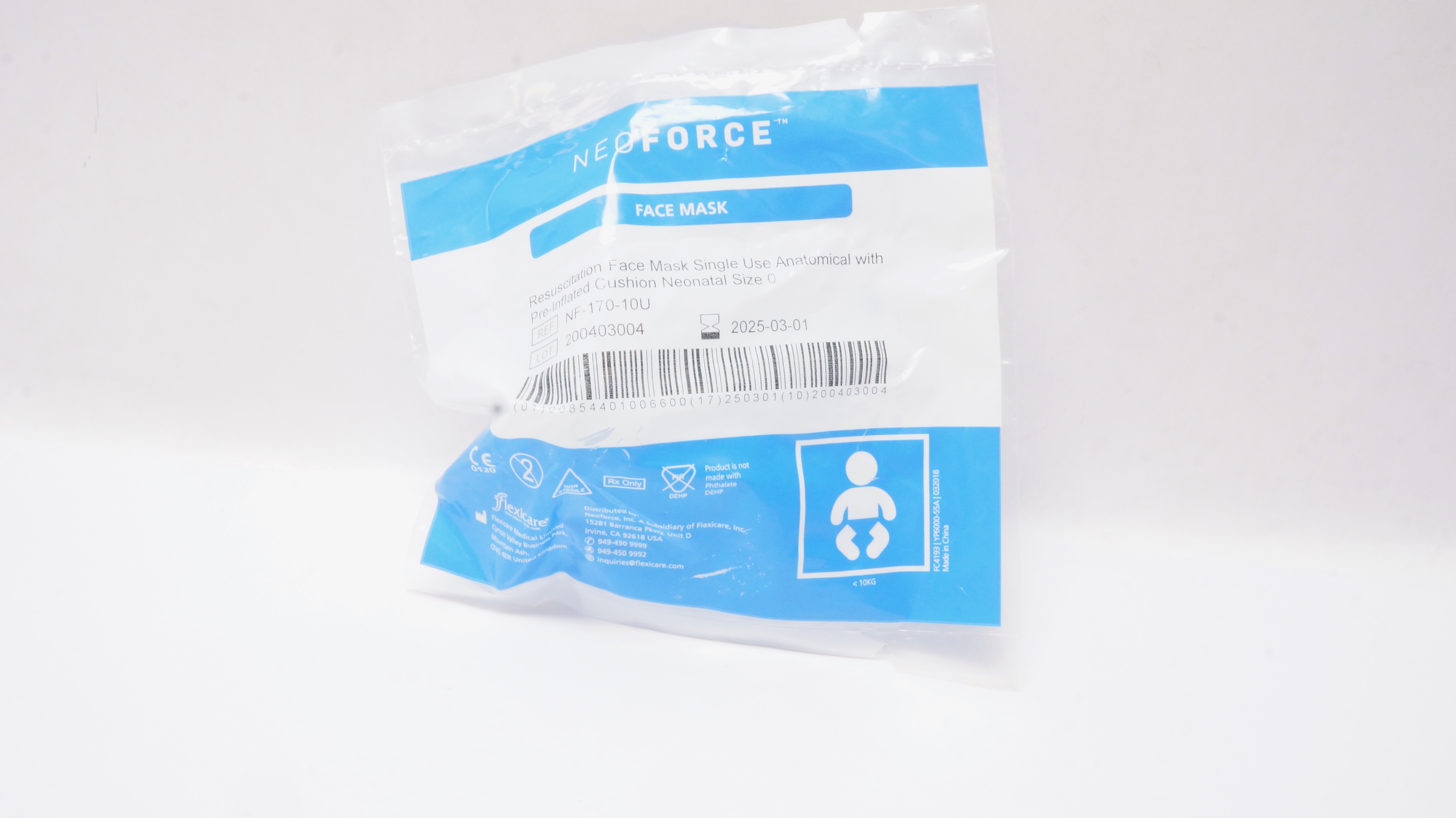 Flexicare NF-170-10U NeoForce Face Mask Pre-Inflated Cushion Neonatal Size 0