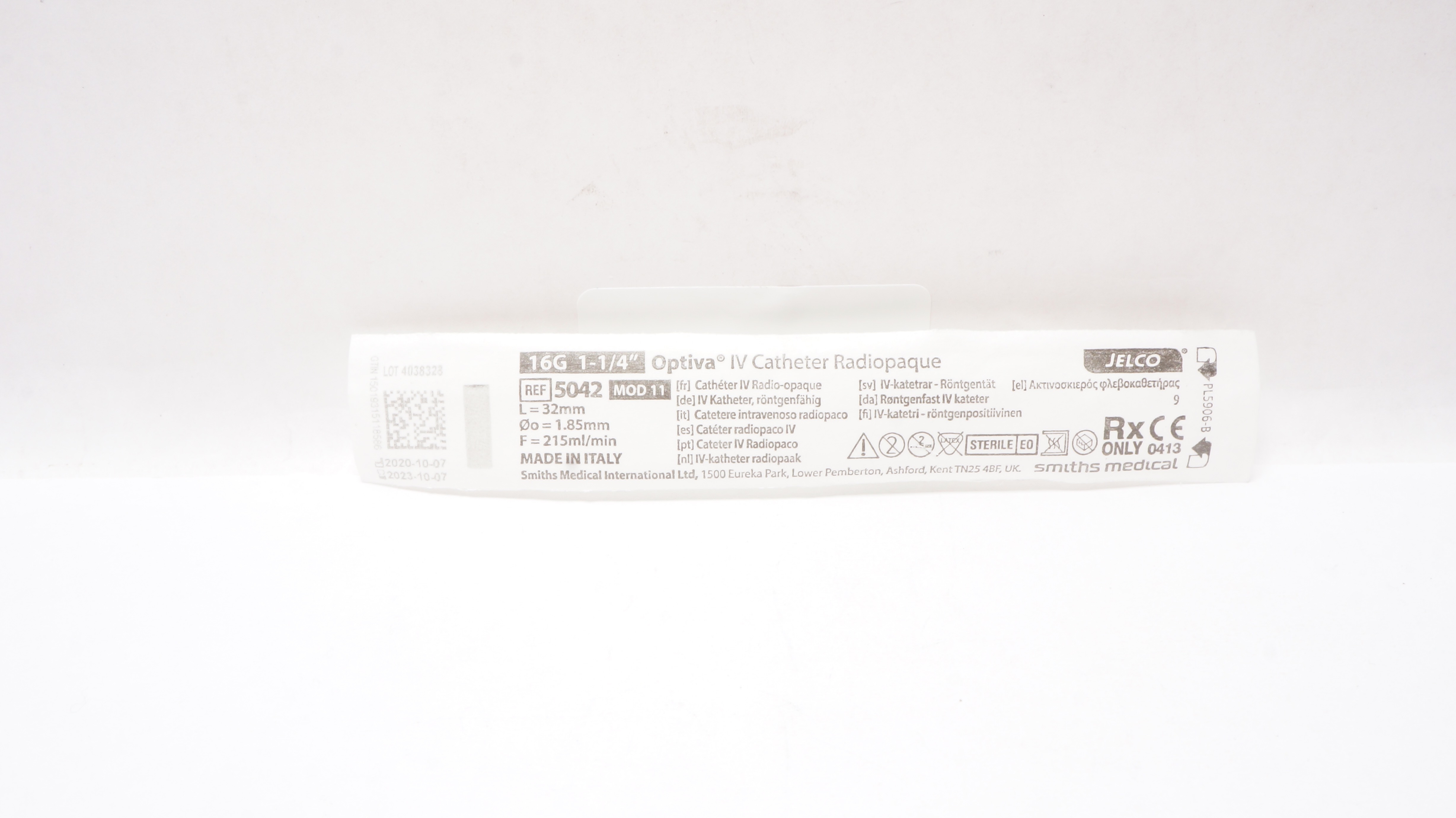 Smiths Medical 5042 Jelco Optiva IV Cath. Radiopaque 16G x 1-1/4inch