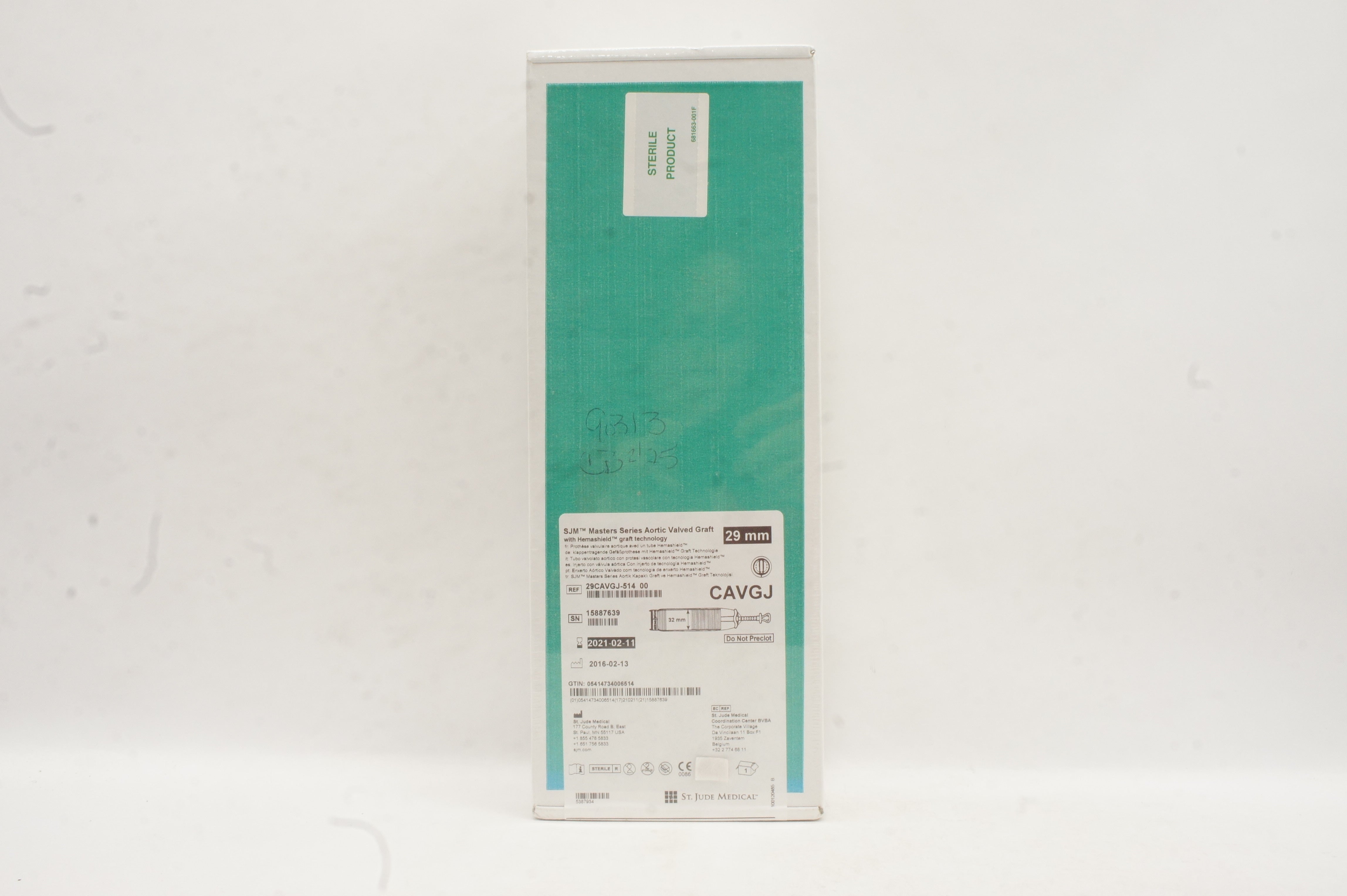 St. Jude Medical 29CAVGJ-514 SJM Masters Series Aortic Valved Graft 29mm (x)