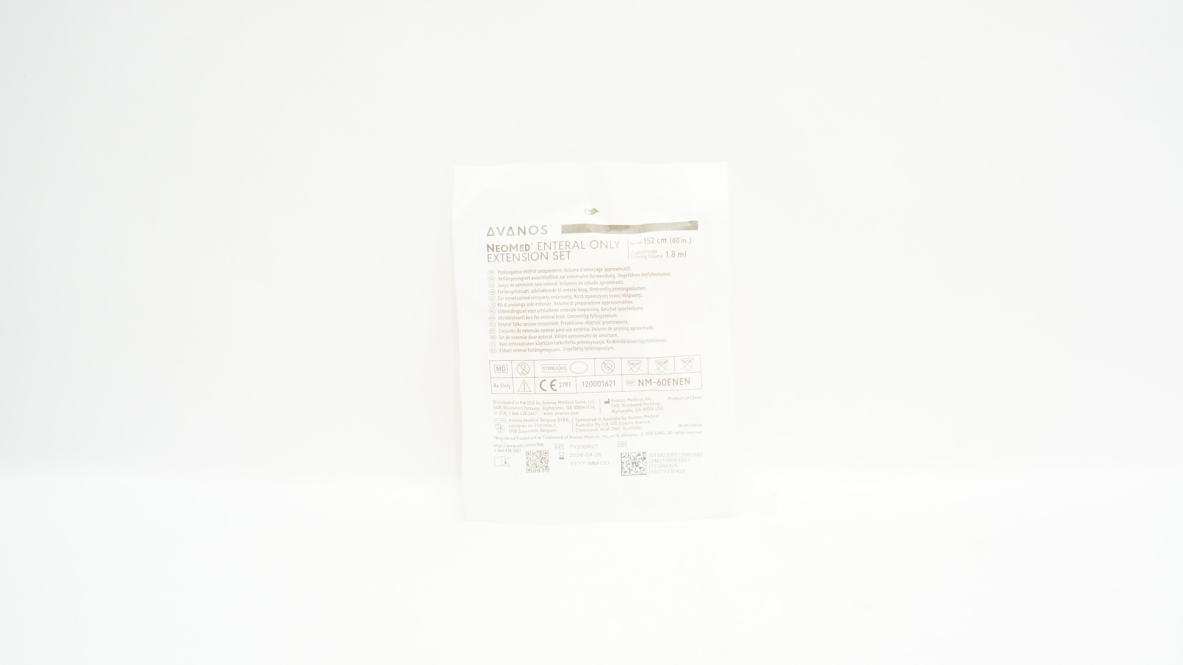 Avanos NM-60ENENY NeoMEd Enteral Only Extension Set 60inch