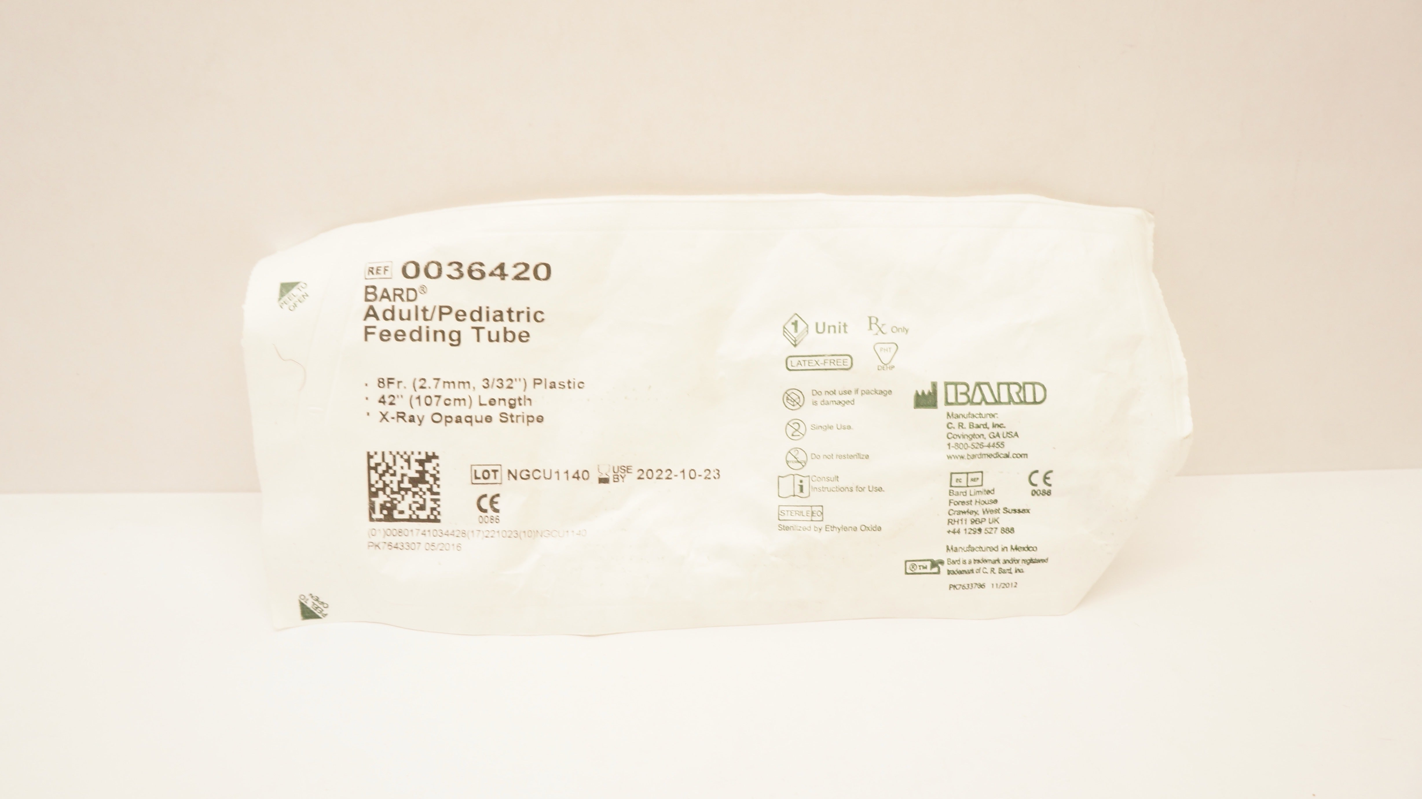Bard 0036420 Latex-Free Adult / Pediatric Feeding Tube 8Fr x 42inch (x)