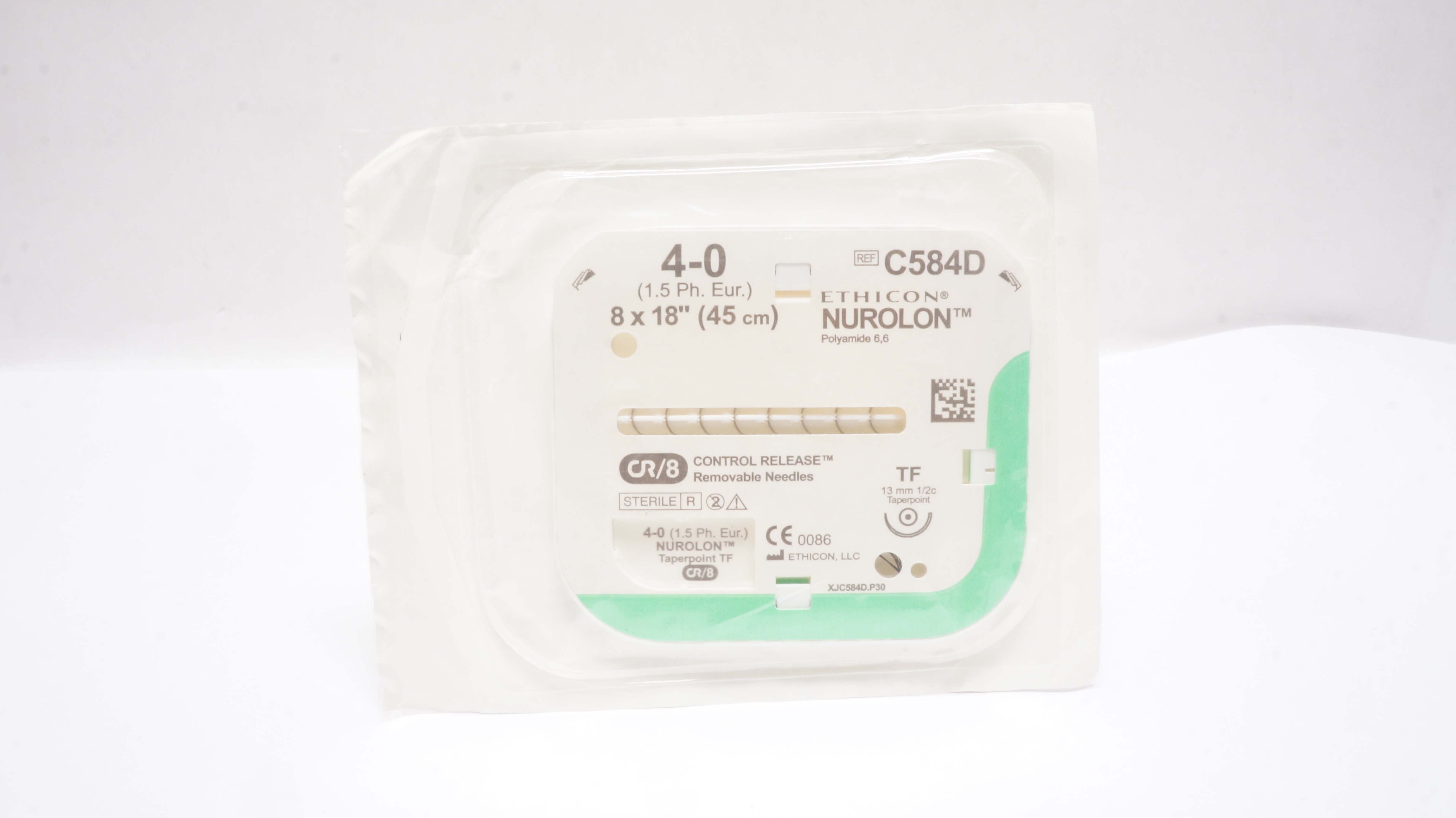 Ethicon C584D 4-0 NUROLON, TF, 13mm 1/2c Taperpoint, 8 x 18inch