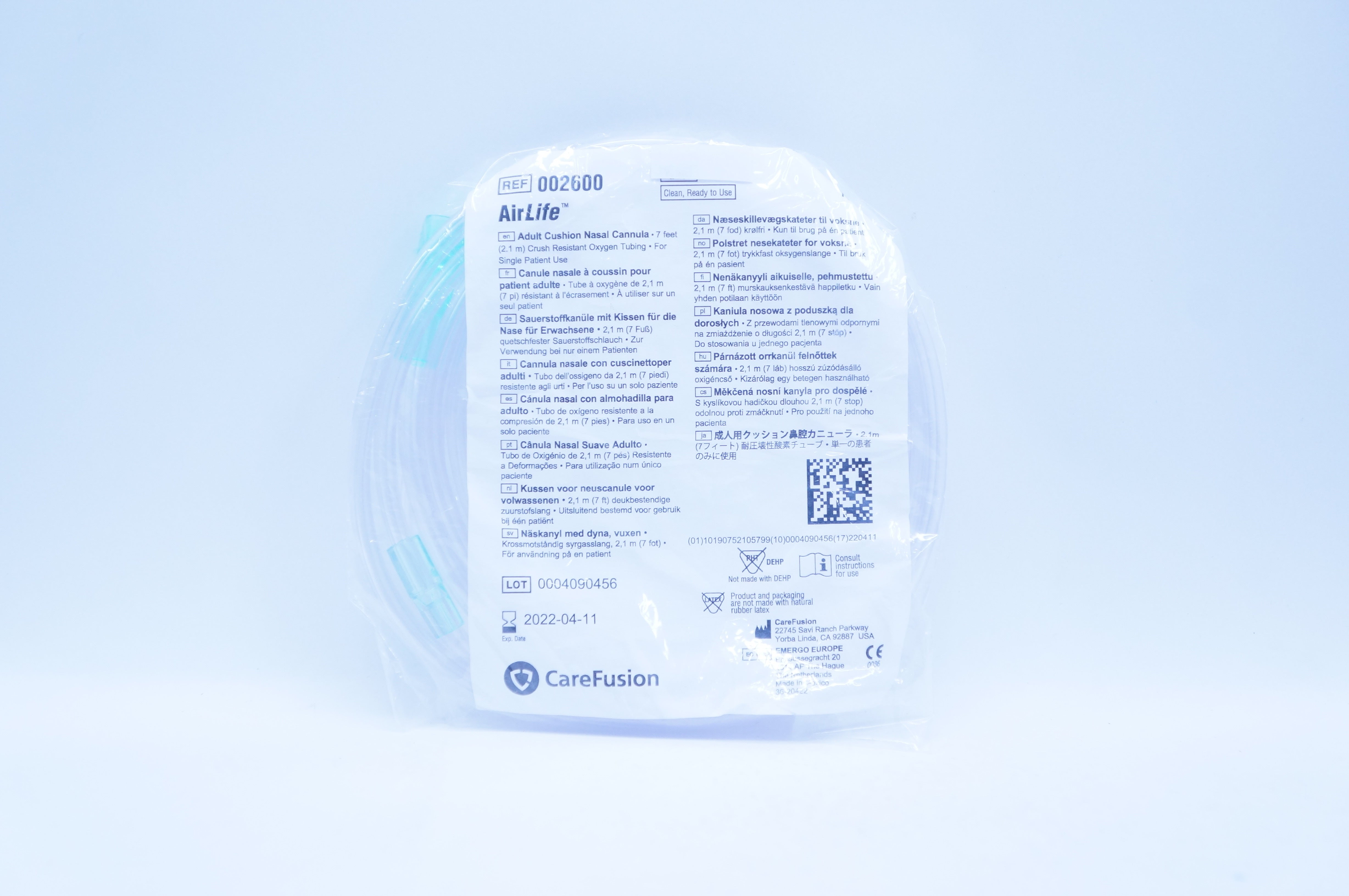 CareFusion 002600 AirLife Adult Cushion Nasal Cannula 7ft. Oxygen Tubing