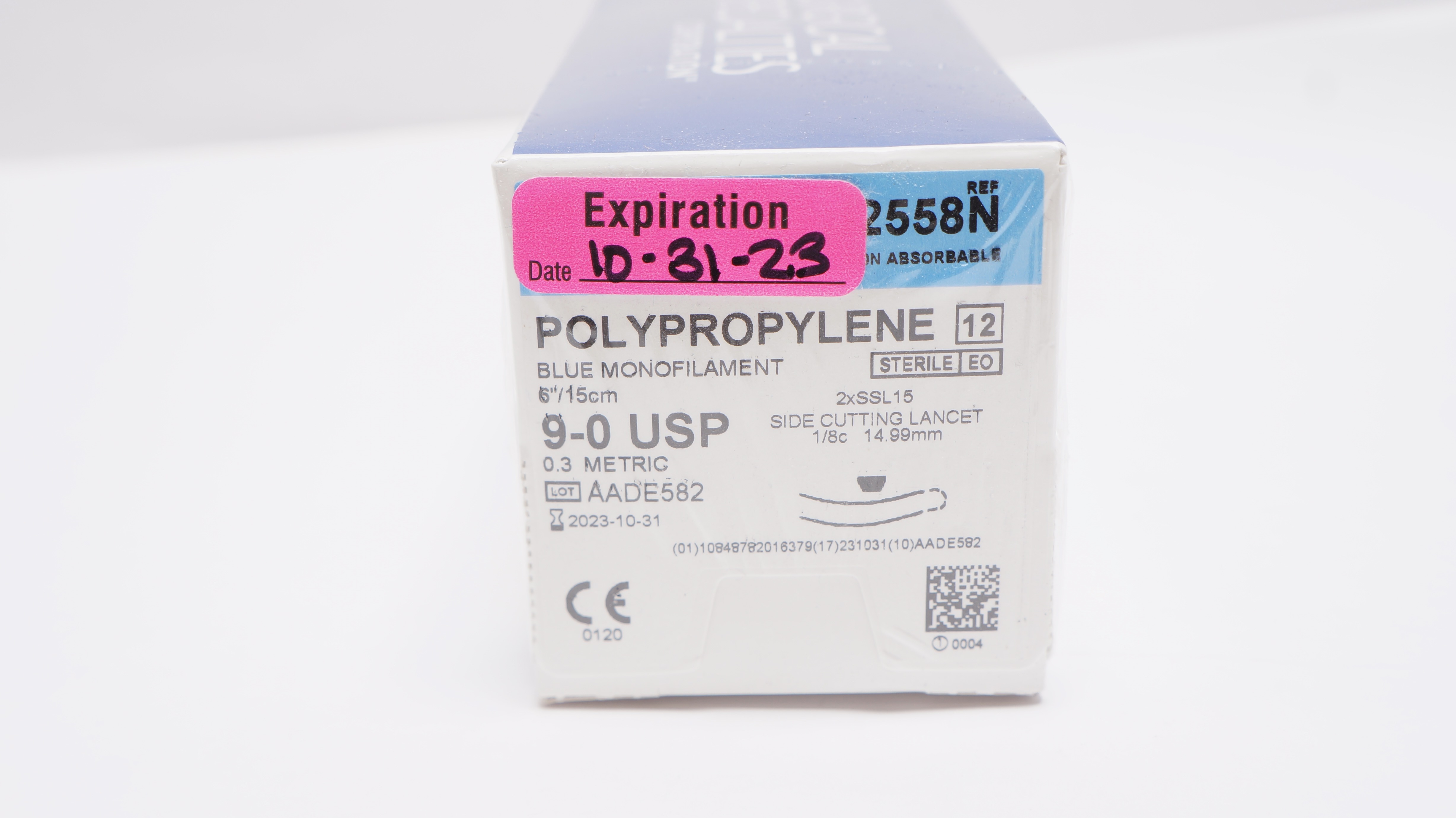 Surgical Specialties 2558N 9-0 2xSSL15 Side Cutting 1/8c 14.99mm 6inch-Box of 12