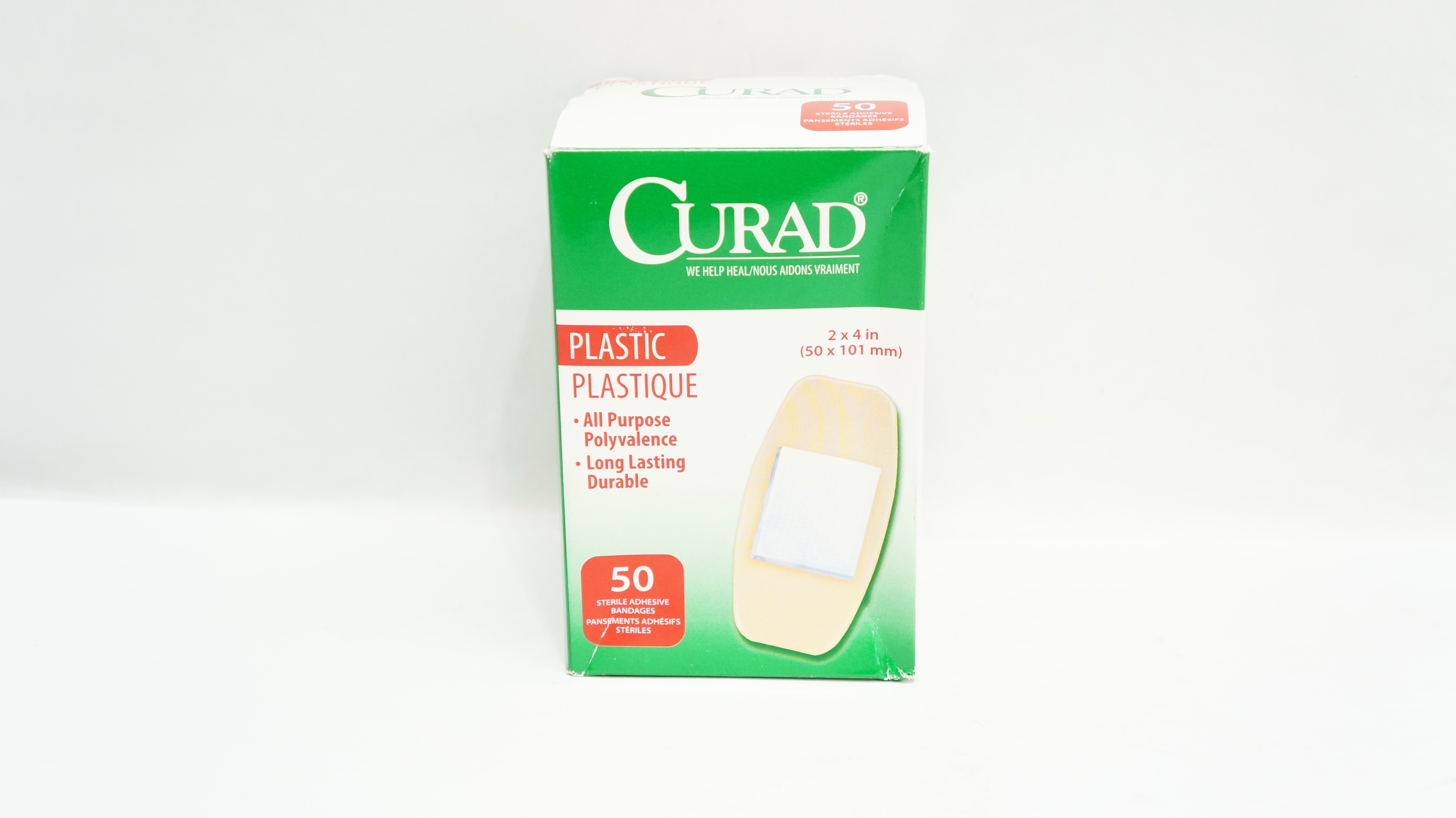 Medline NON25504 Curad Plastic Adhesive Bandages 4 Side Seal 2 x 4inch-Pack of 50