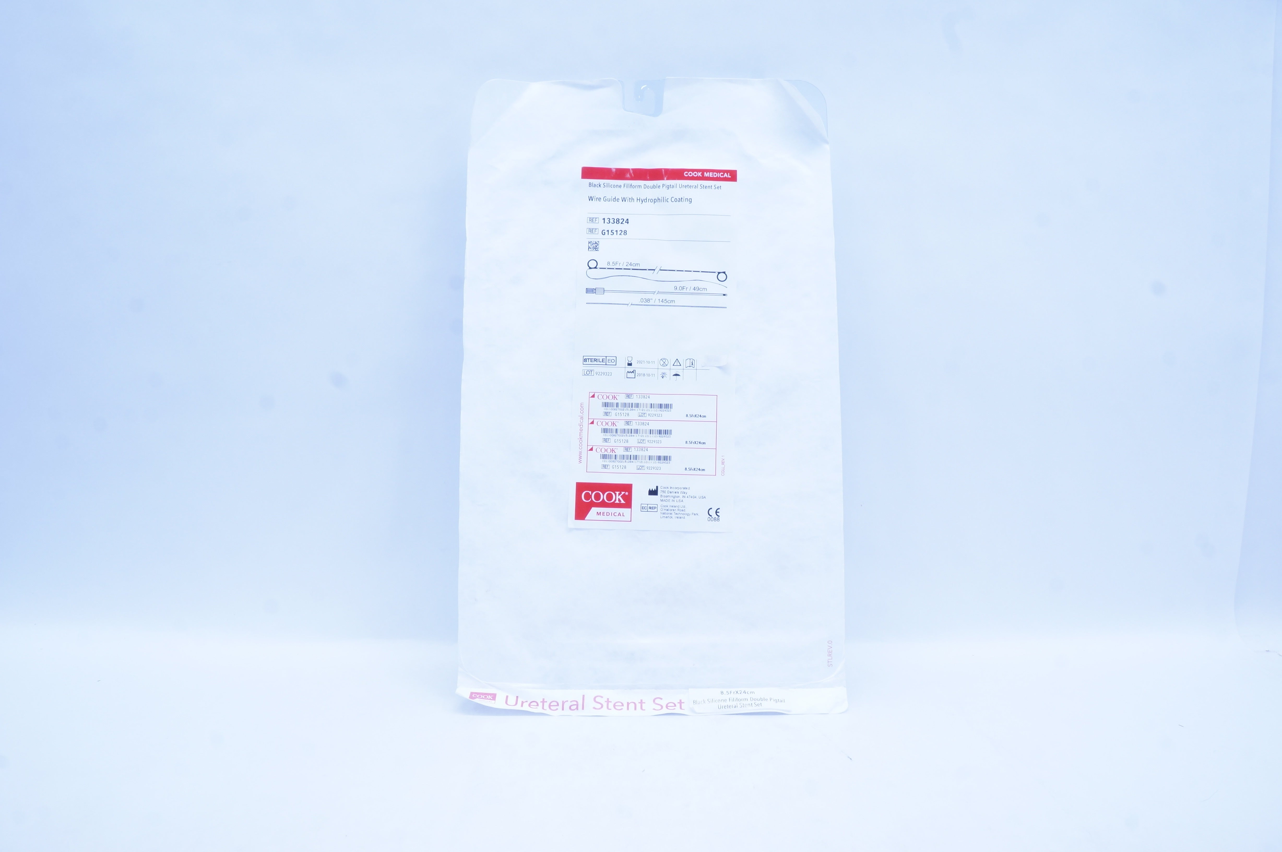 Cook Medical G15128 Black Silicone Filiform Double Pigtail Ureteral Stent Set