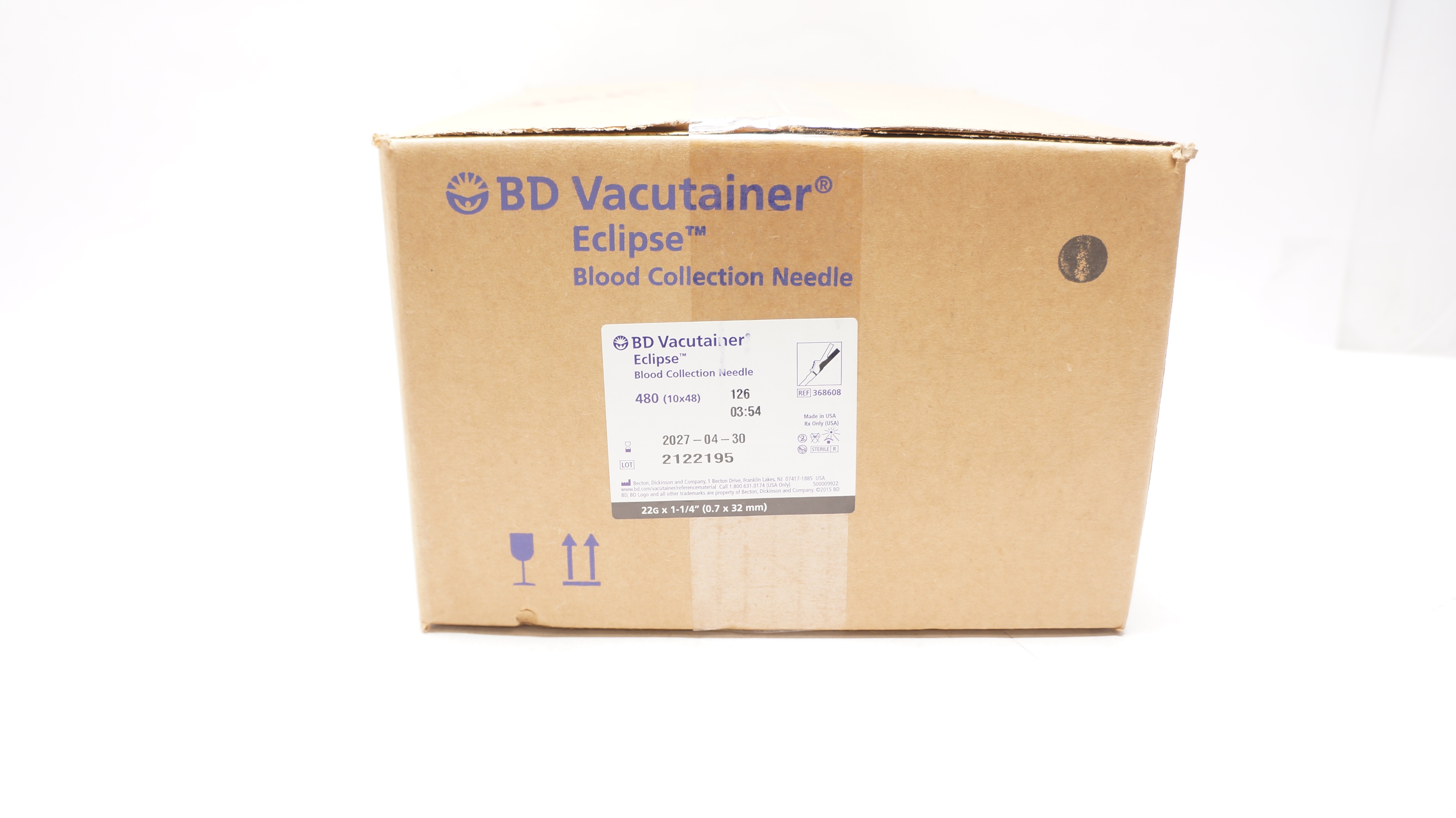 BD 368608 Vacutainer Eclipse Blood Collection Ndle 22G x 1-1